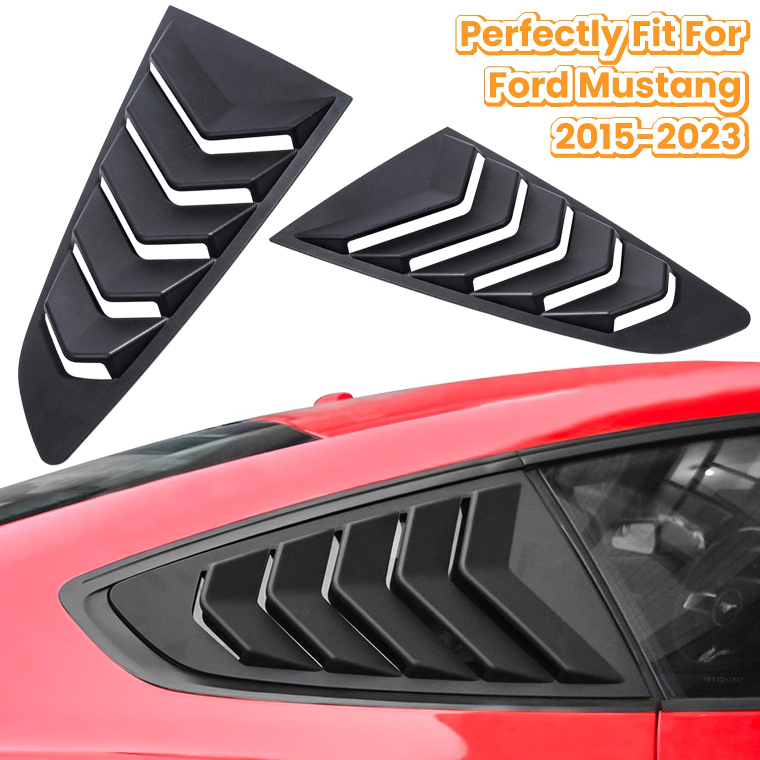 Side Window Louvers for Ford Mustang 2015 2016 2017 2018 2019 2020 2021 2022 2023 Windshield Sun Shade Cover Vent GT Lambo Style