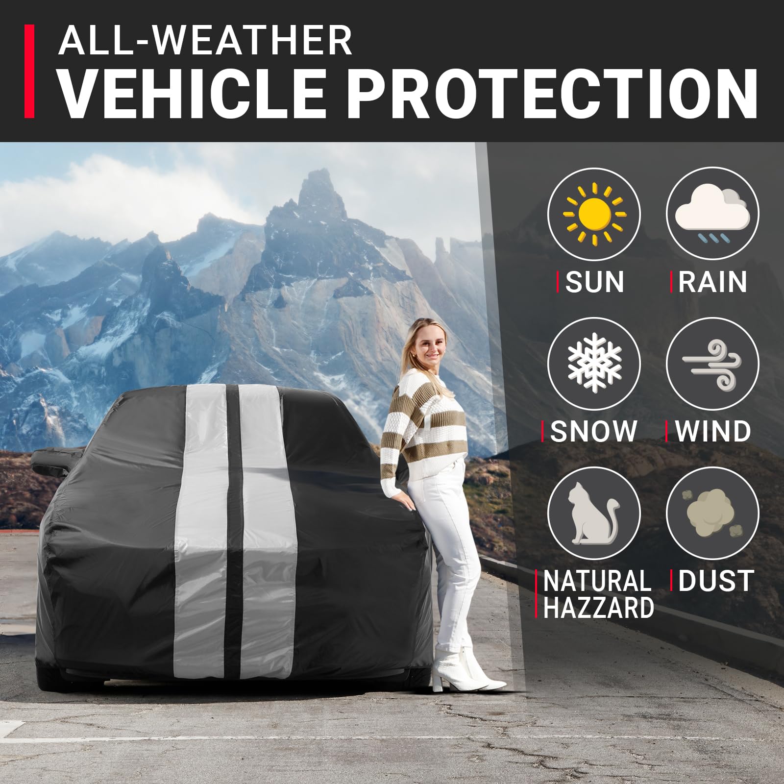 iCarCover Premium Plus Car Cover Waterproof All Weather Rain Snow UV Sun Protection, Mirage G4, Golf, Prius C, Scion FR-S, Fit,