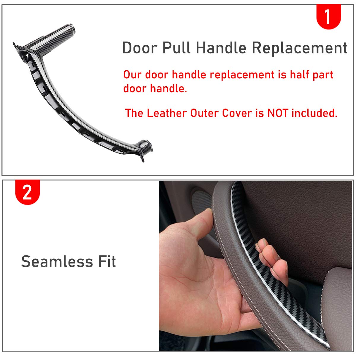 Jaronx For Bmw X5 E70/X6 E71 Door Handle,Carbon Fiber Pattern Door Pull Handle Replacement,Right Passenger Side Interior Door Pull Handle Trim For Bmw X5 2008-2013 And Bmw X6 2008-2014 (Right Side)