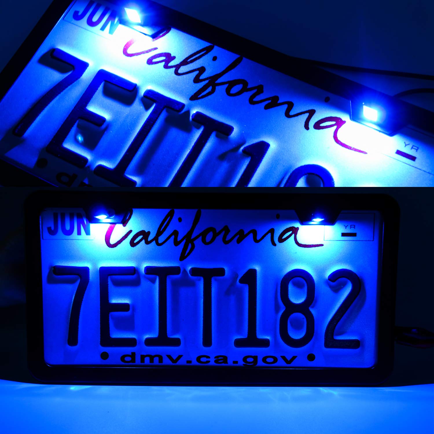 Livtee Super Bright License Plate Light, 12V License Tag Screw Bolt Accessories, Waterproof Black Aluminium Light Holder, Legal For Car Motorcycle Truck Rv Atv Bike, Blue(2Pcs)