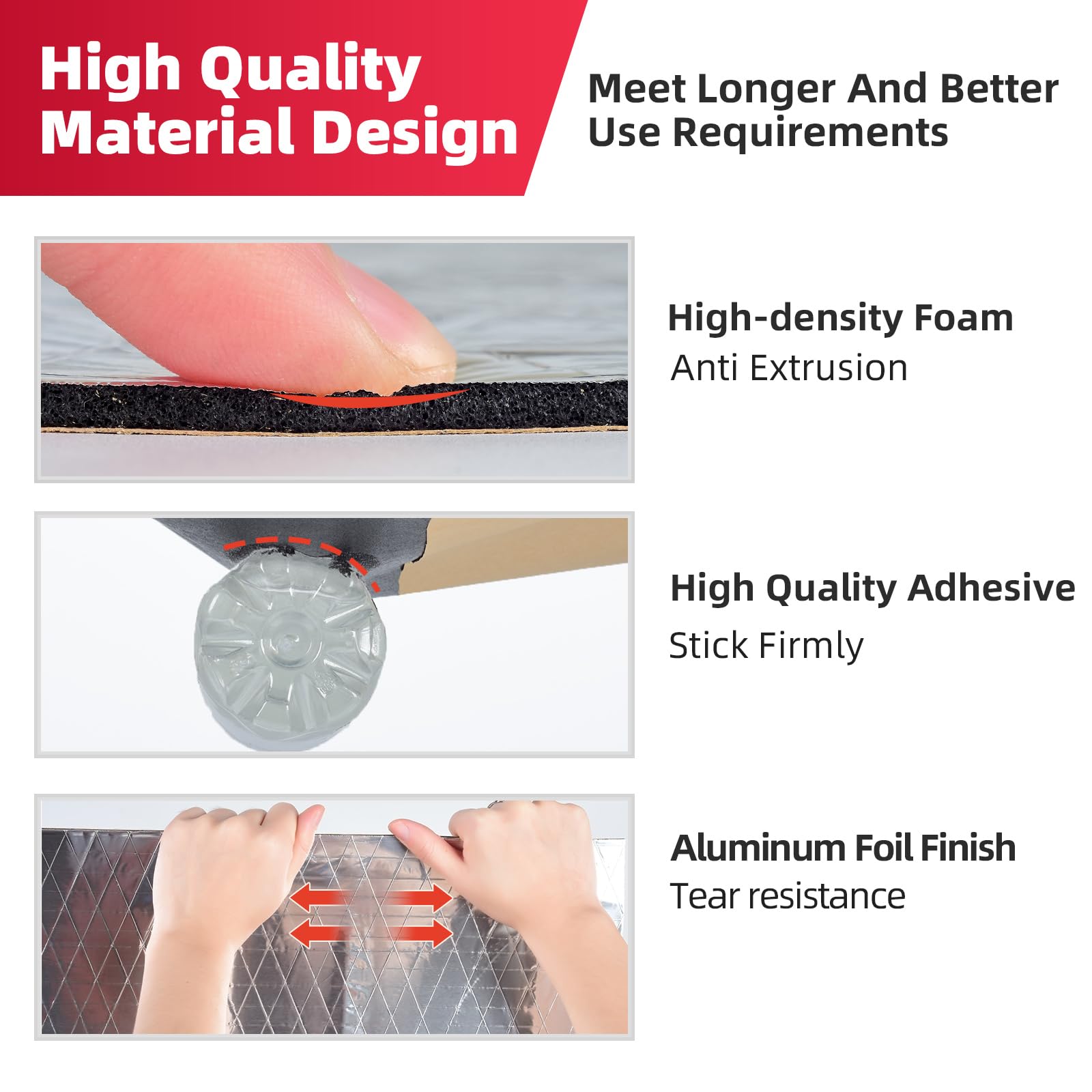 Aggsound 1/4Inch Thickened Sound Deadener For Multiple Use,High Density Aluminum Foil Foam With Adhesive,For Car, Boat, Rv Shiel