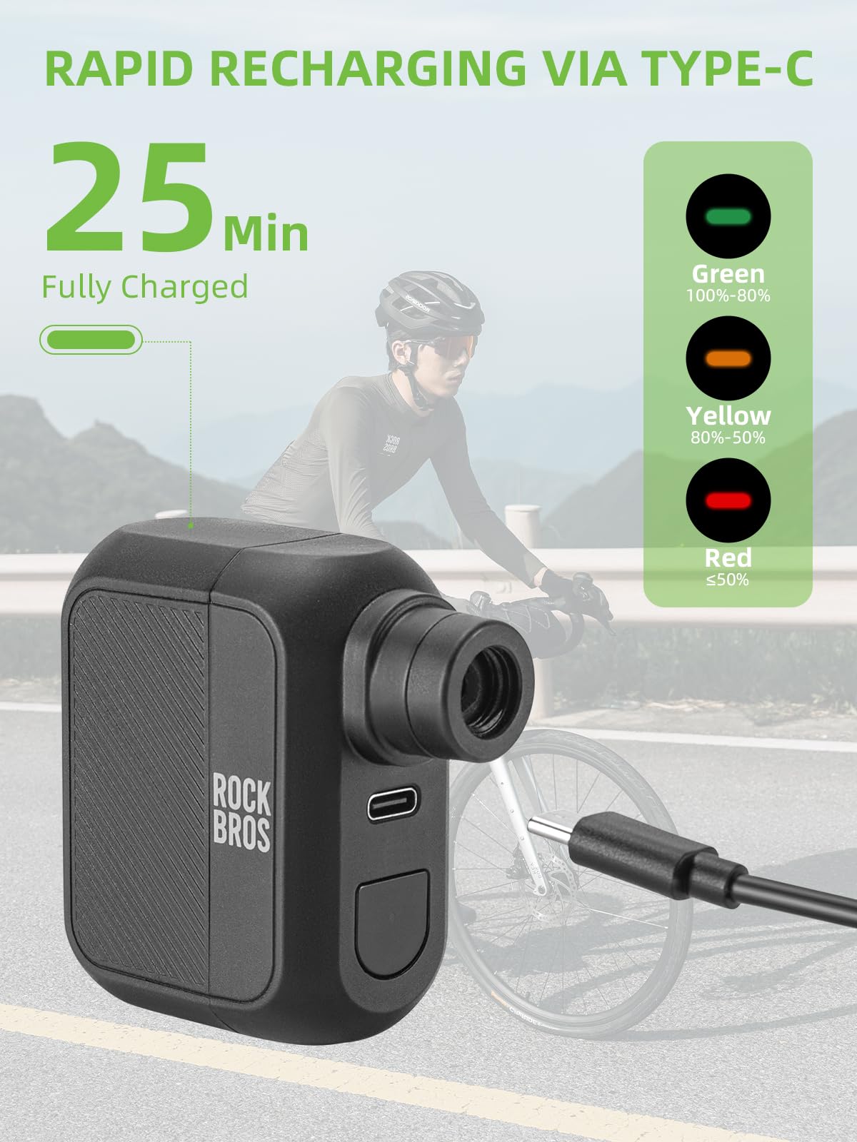 ROCKBROS Mini Bike Pump Portable Bike Tire Pump 100PSI Electric Bike Pump Mini Air Pump Tire Inflator Rechargeable with Presta S