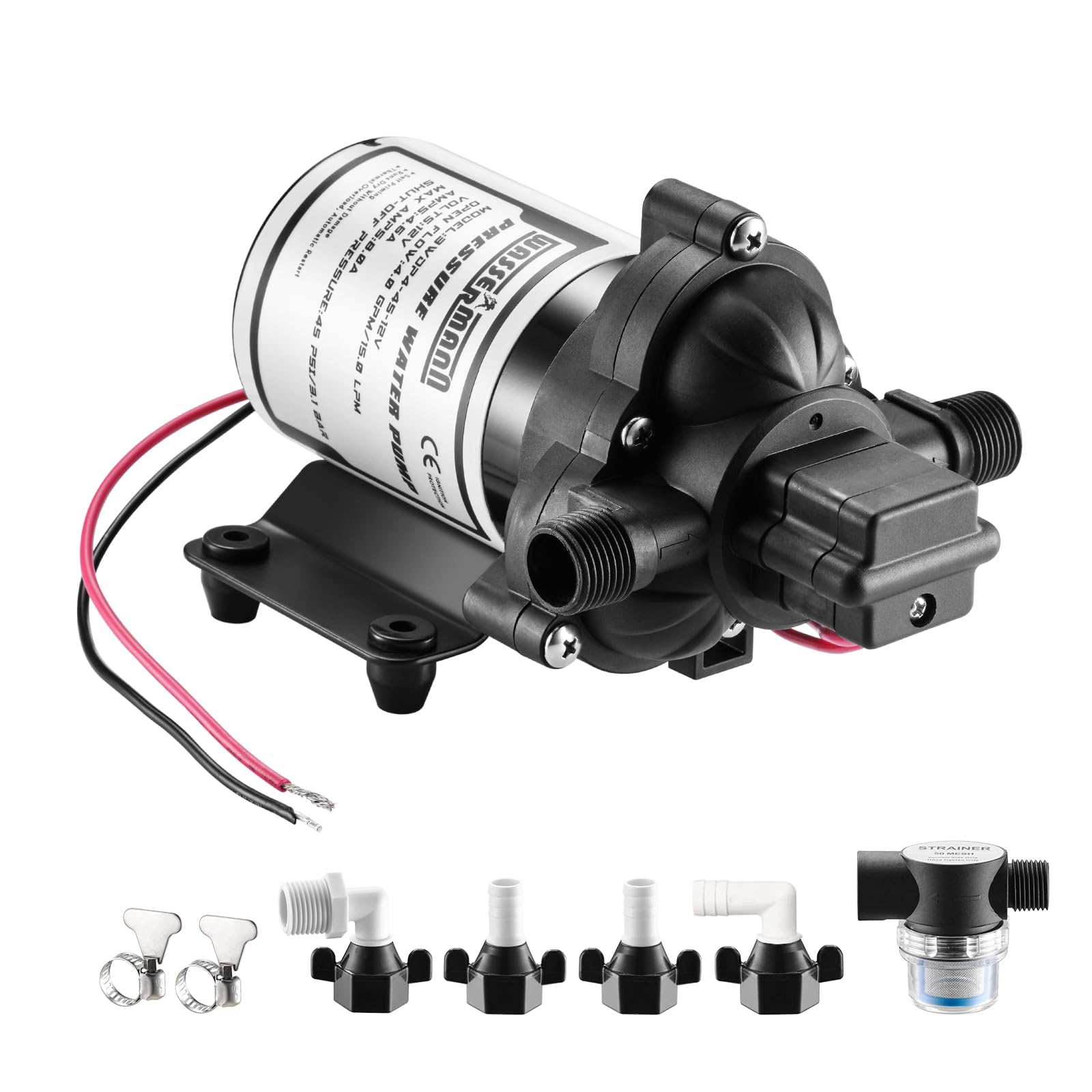 Wassermann Rv Pump, 12V Self-Priming Rv Water Pressure Pump 4.0Gpm 45Psi With Pressure Switch, For Rv Marine Camping Yacht Garde