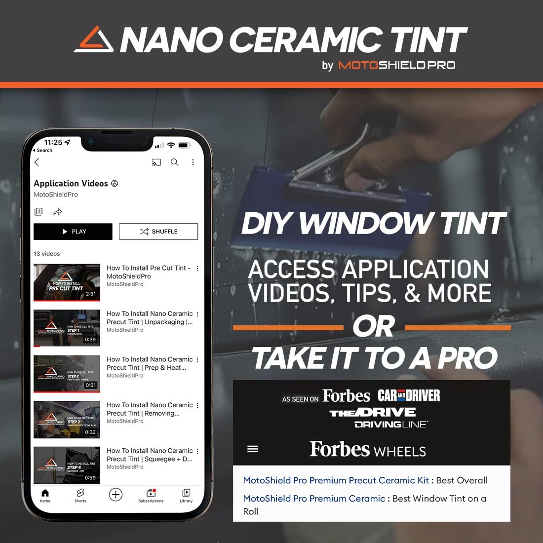 Motoshield Pro Diy Premium Nano Ceramic Tint (75% Vlt) 36” In X 10’ Ft Roll | Professional Window Film For Auto, Reduce Infrared Heat & Block Uv By 99%