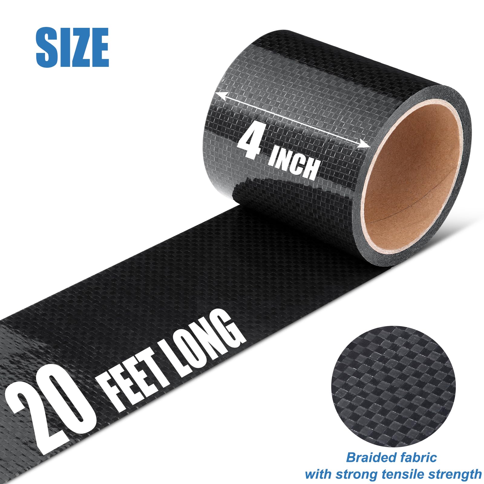 Ramkle RV Underbelly Tape - 4" x 20' Waterproof Adhesive Repair Tape, Black, Polyethylene, Model Underbelly-Tape-01