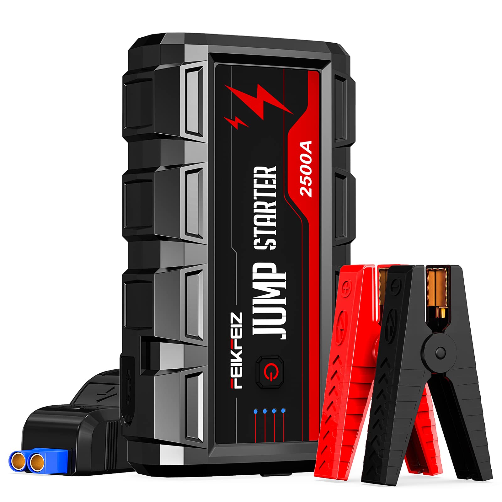 FEIKFEIZ Car Jump Starter, 2500A Peak 22800mAh 12V Car Battery Starter(Up to All Gas, 8.0L Diesel Engine), with USB Quick Charge