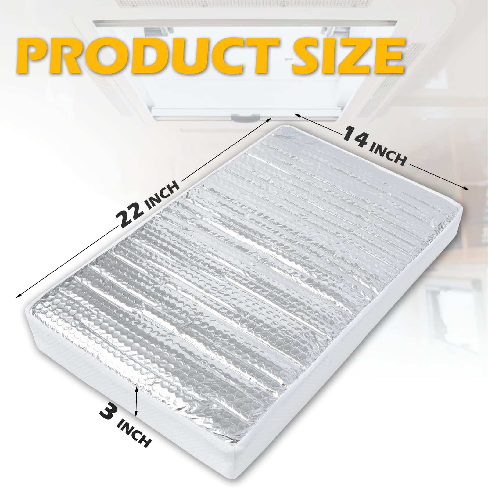 Sikadeer Rv Vent Insulator 22''X14''X3'', Universal Skylight Cover With Reflective Surface, Shade For Energy Savings, Sunroof Fi