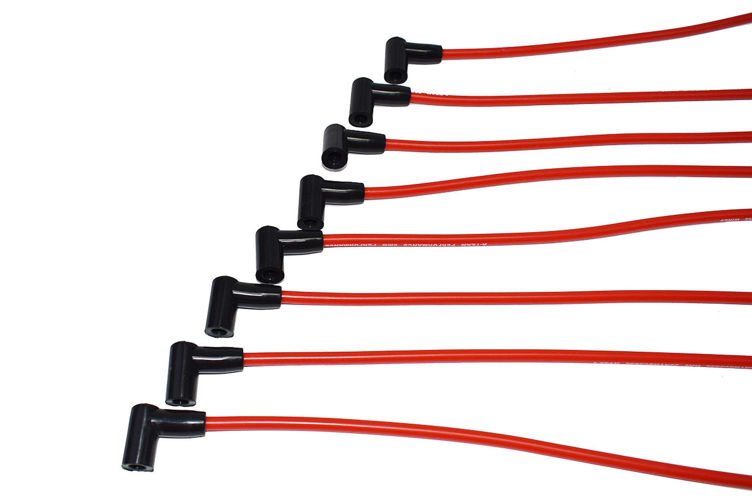 A-Team Performance 8.0mm Red Silicone Spark Plug Wires for Chevrolet SBC, GMC - HEI Compatible, Under Exhaust, 283-400
