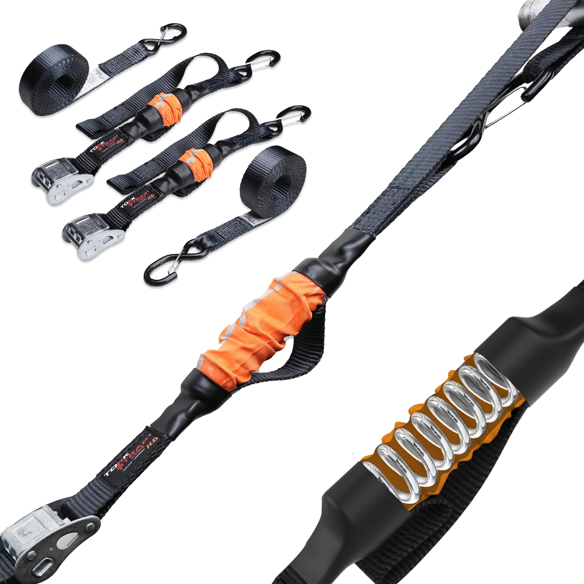 Torkstrap Hd750 | 14'X1.5'' Spring Loaded Tie Down Straps - Adapts To Load Shifts - Heavy Duty 2250Lbs Max Load - Just Pull Alte