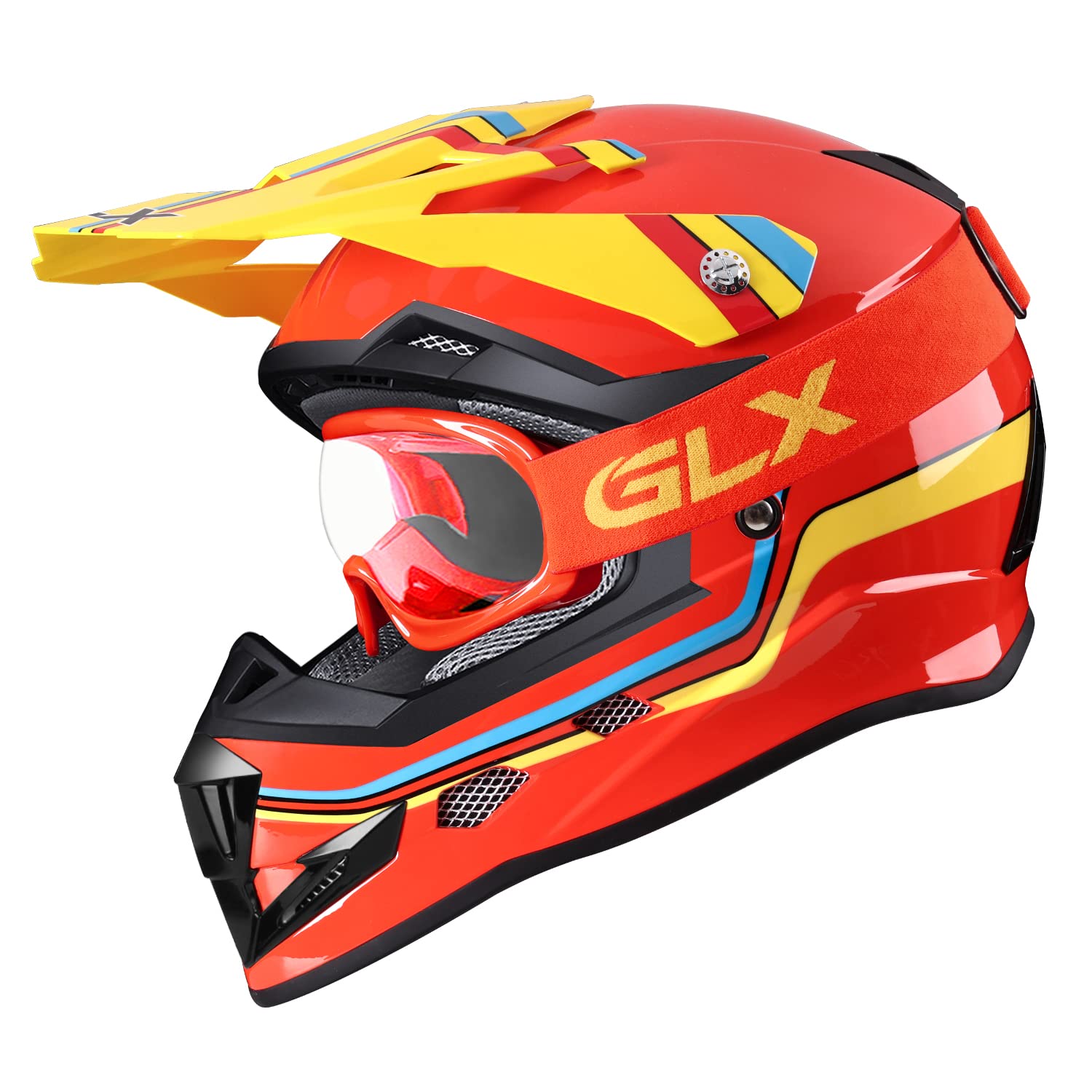 Glx Gx623 Youth Atv/Dirt Bike Helmet Combo - Retro Red, Small - Dot