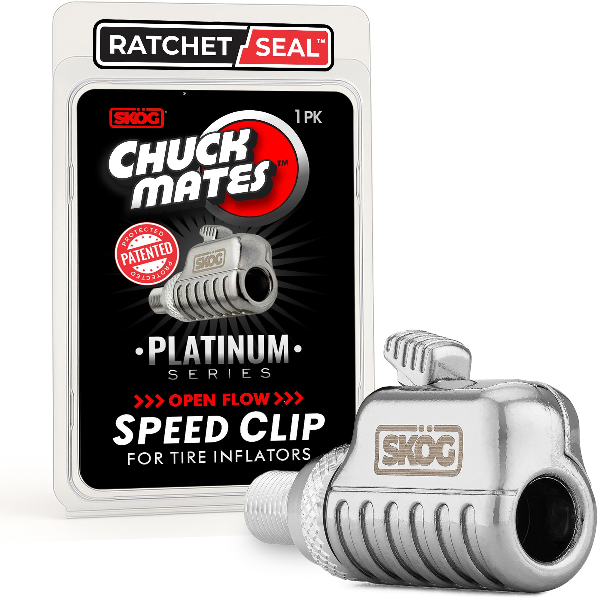 SKG Chuck Mates Platinum (2 Pack) Quick-Connect with Patented RatchetSeal Technology for Tire Inflators Open-Type