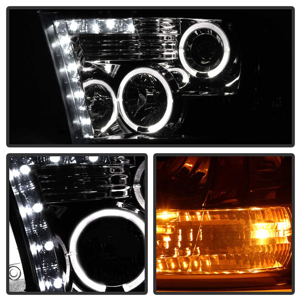 Acanii - For 2009-2018 Dodge Ram 1500 10-18 2500 3500 Led Halo Ring Smoked Lens Projector Headlights Headlamps Assembly