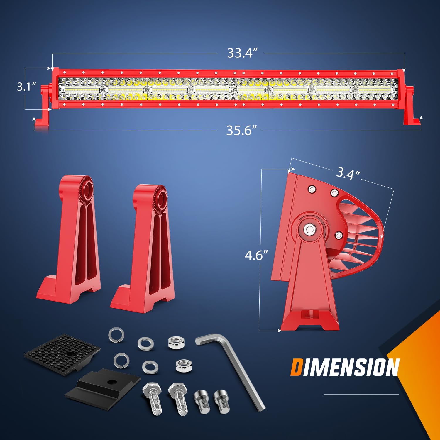 Nilight LED Light Bar 33 Inch Triple Row Spot Flood Combo Red Shell with Wiring Harness for Off-Road Truck SUV ATV UTV ZH806