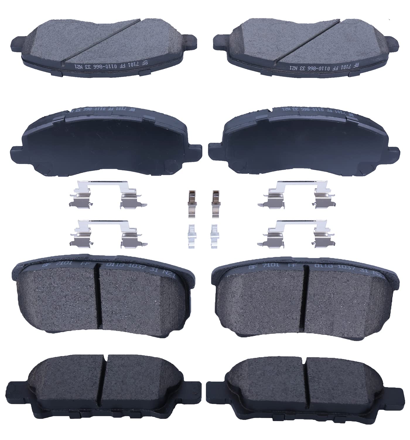 EXPPOWER Replacement for Front Rear Brake Pads Ceramic CHRYSLER 200 2011/2012/2013/2014,SEBRING 2007/2008/2009/2010, DODGE AVENG
