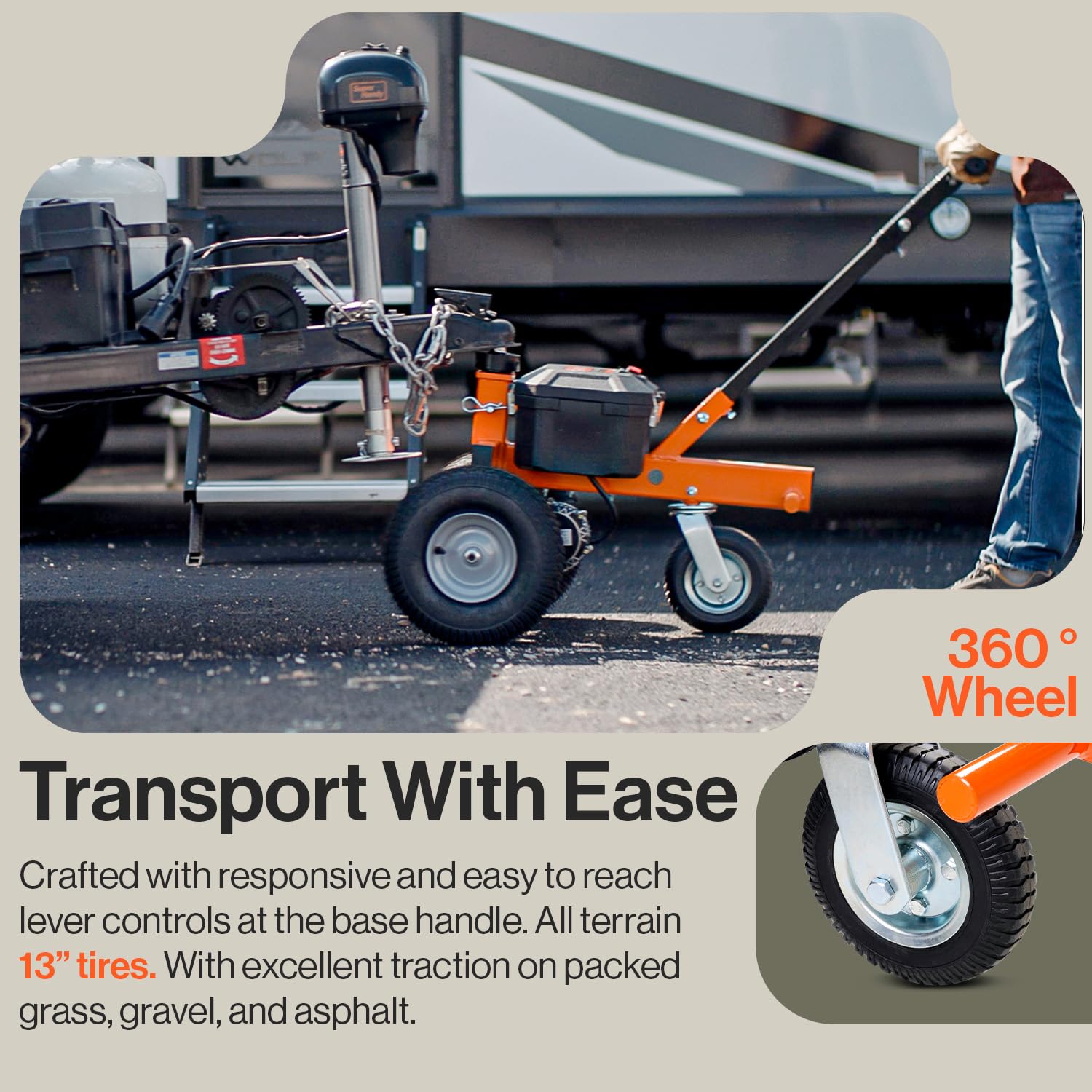 SuperHandy Trailer Dolly - Electric 2800LBS Max Weight, 450LBS Tongue, Alloy Steel, Orange, Model GUO041