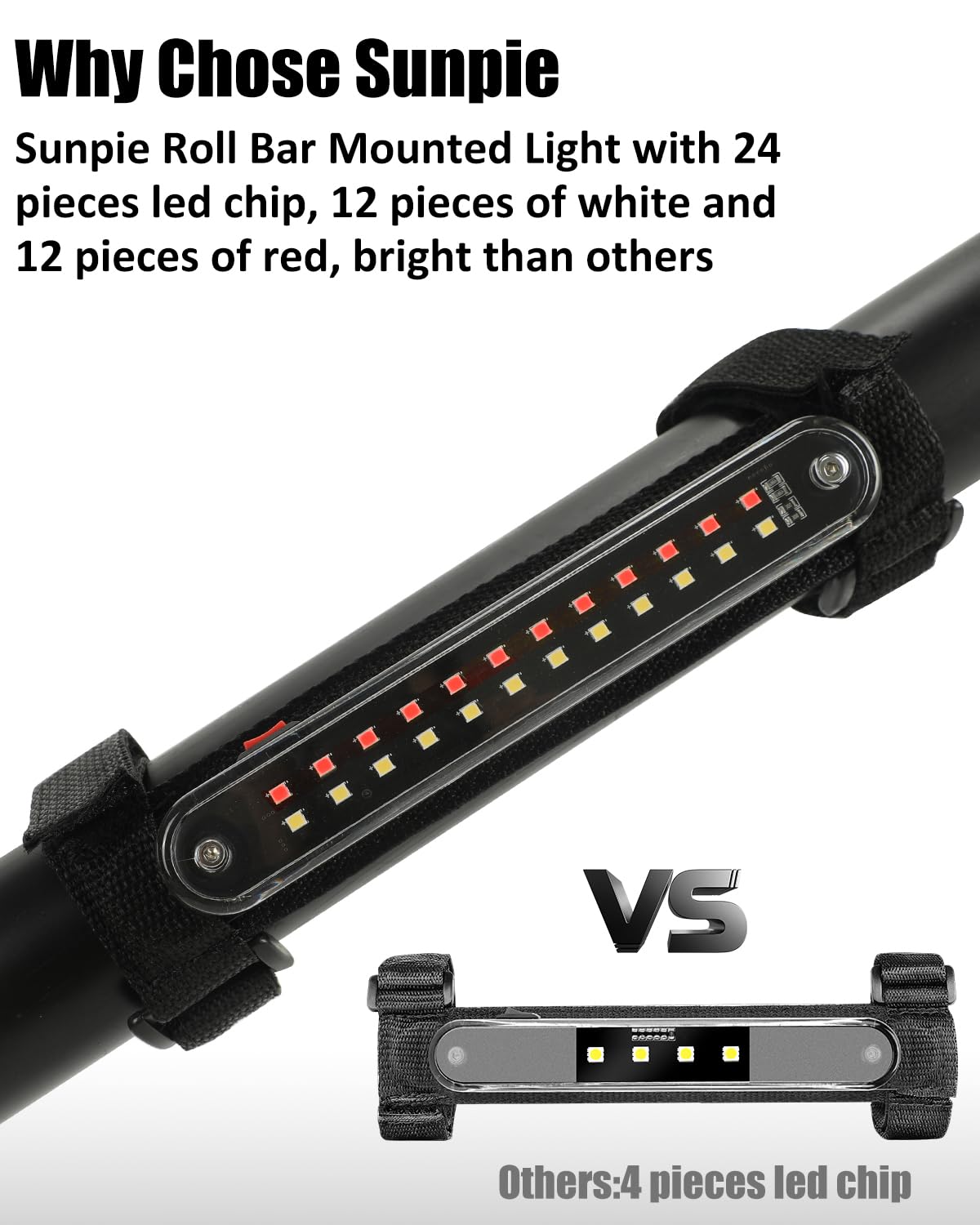 Sunpie Led Dome Light For Utv Sxs, Universal Roll Bar Interior Lights W/White&Red Compatible With Polaris(Rzr/Ranger/General) Ta