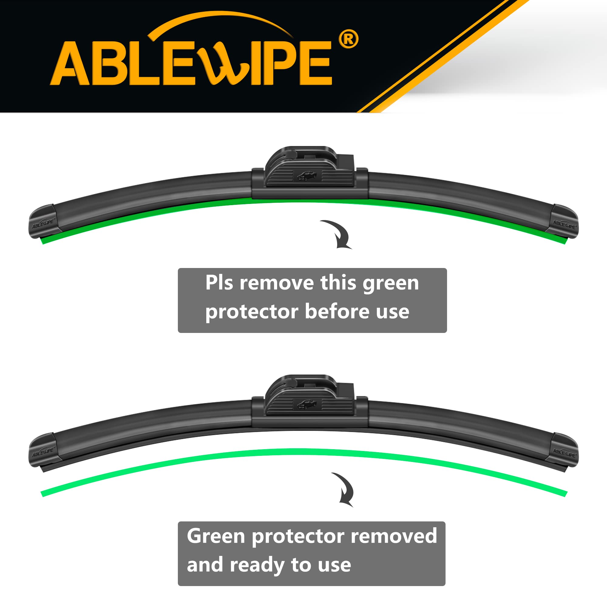 Ablewipe Windshield Wiper Baldes, 26 + 21 Front Window Wiper Blades Model: 18O13B (Set Of 2)