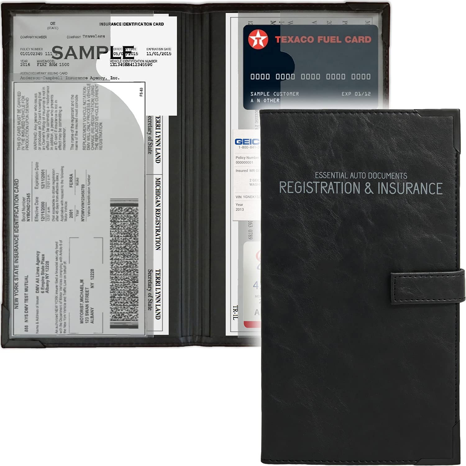 Auto Insurance And Registration Card Holder - Vehicle Glove Box Document Organizer - Car Essential Paperwork Holder For Dmv, Aaa