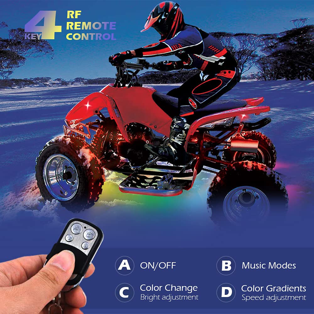 Brightronic Motorcycle LED Light Kits - 10 Pcs Multicolor Waterproof Strip Lights, App Control, Music Sync, Model AML-2-10