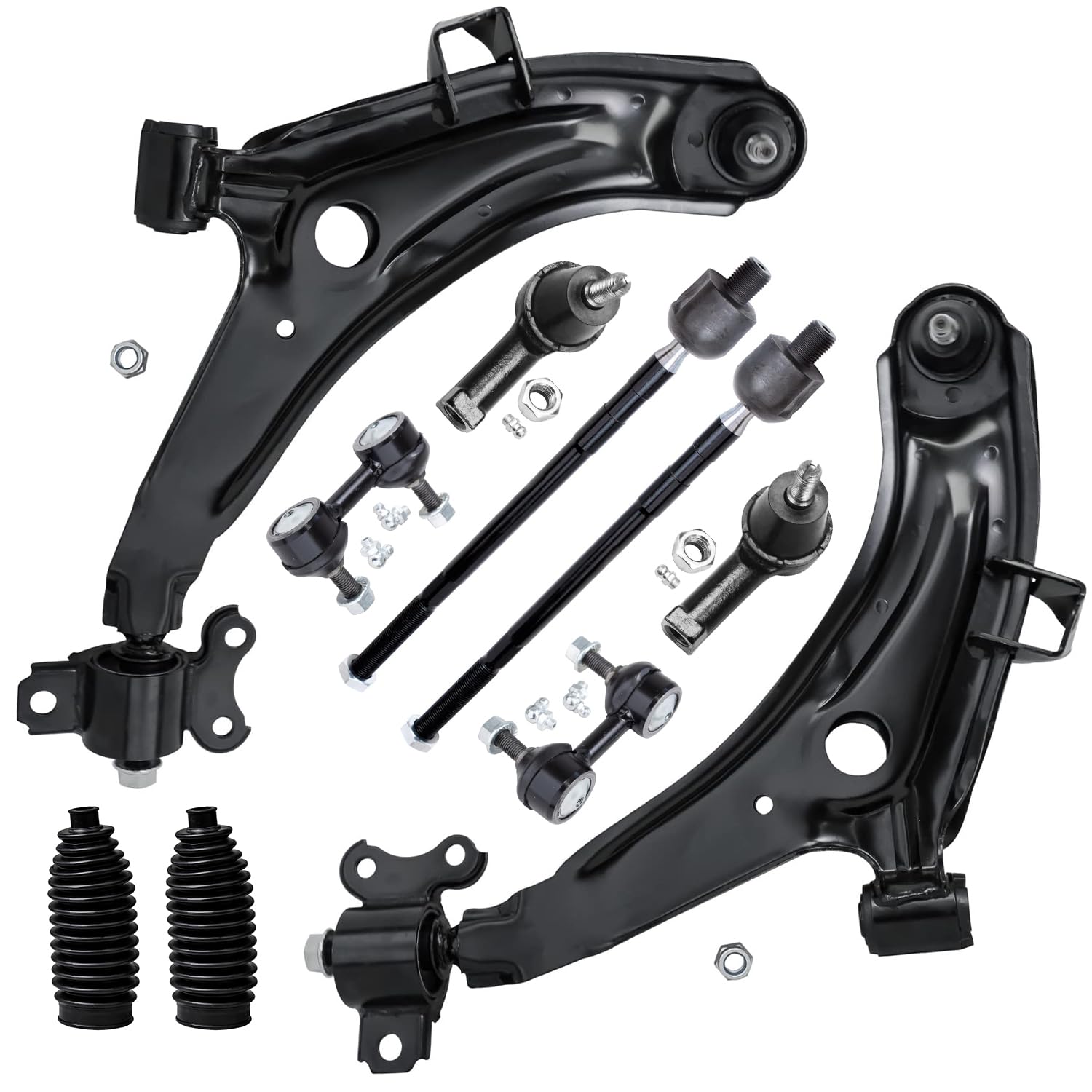 Detroit Axle - 10pc Front End Suspension Kit for 1996-2000 Hyundai Elantra, 1997-2001 Tiburon, 2 Lower Control Arms w/Ball Joint