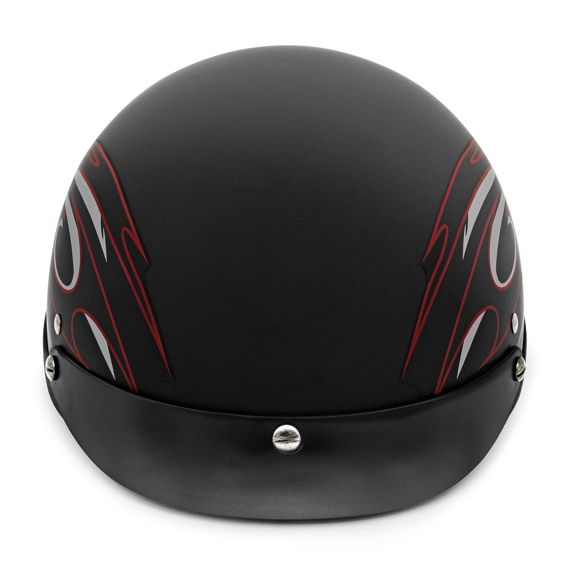 Vcan Cruiser Solid Flat Black Half Face Motorcycle Helmet (Red Blade, X-Large)