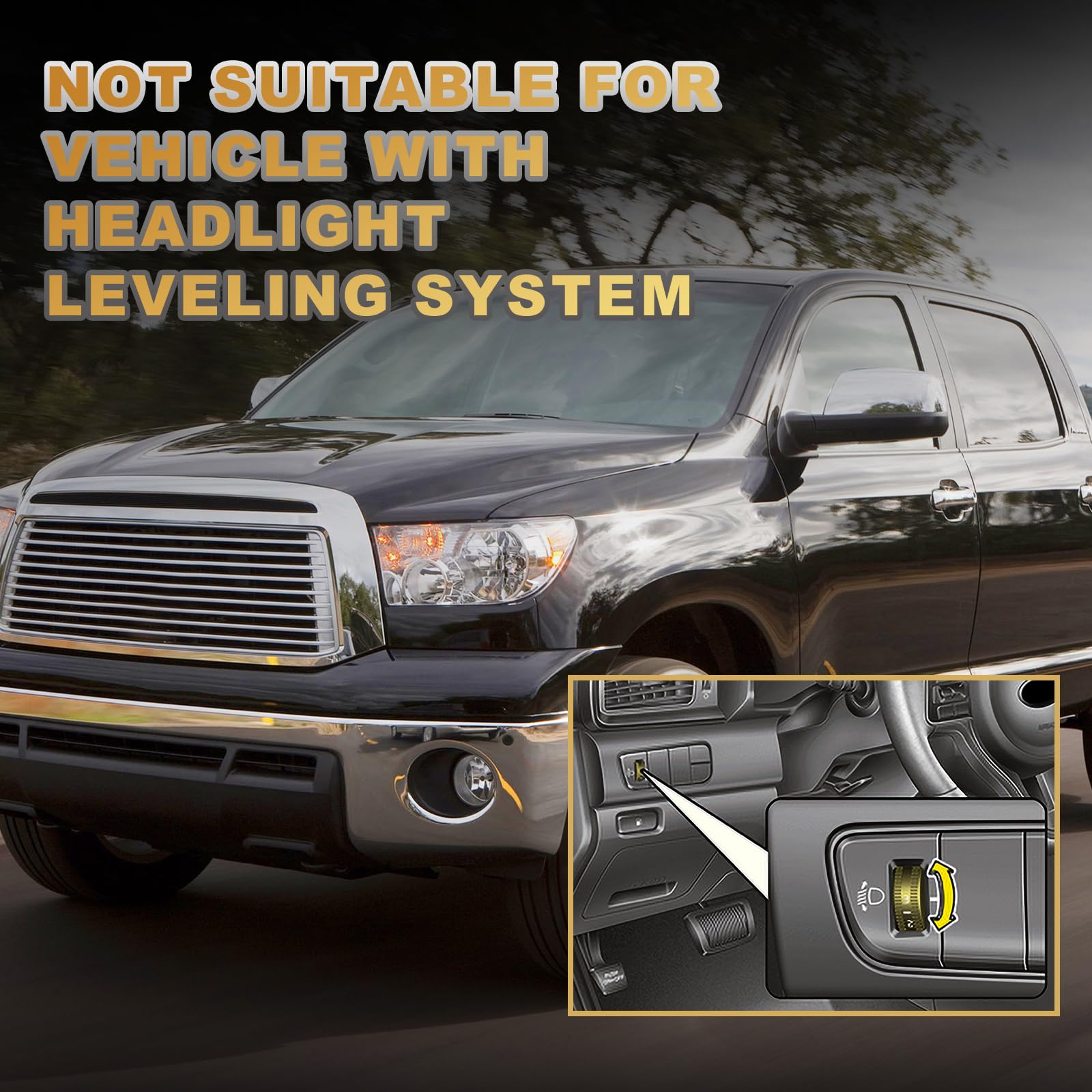 AS Headlights Assembly for 2007-2013 Toyota Tundra & 2008-2017 Sequoia, Chrome Housing, Model TTU07, Without Headlight Leveling/Wash