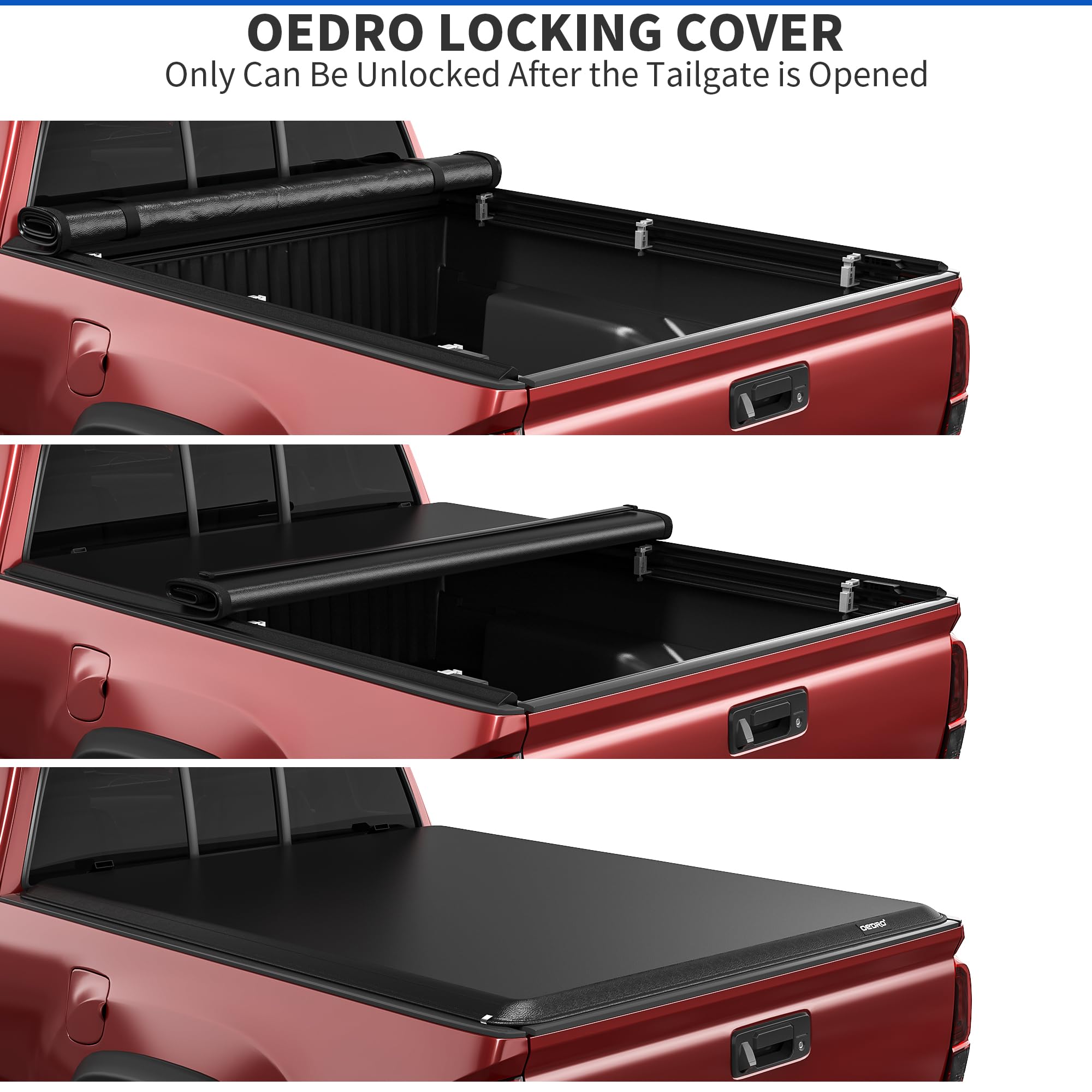 OEDRO Soft Roll Up Truck Bed Tonneau Cover Compatible with 2020 2021 2022 2023 2024 2025 Chevy Silverado/GMC Sierra 2500 3500 HD