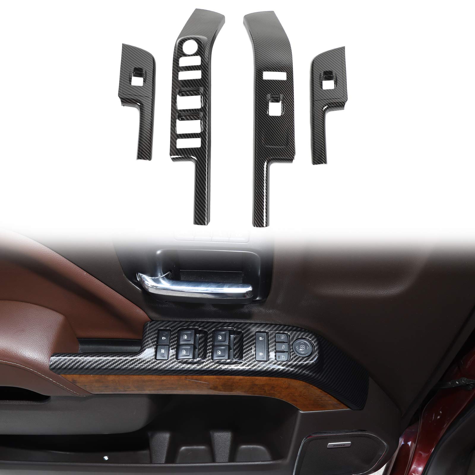 Rt-Tcz For Chevy Silverado Chrome Power Window Switch Panel Trim Cover For Chevrolet Silverado Gmc Sierra 2014 2015 2016 2017 Ch