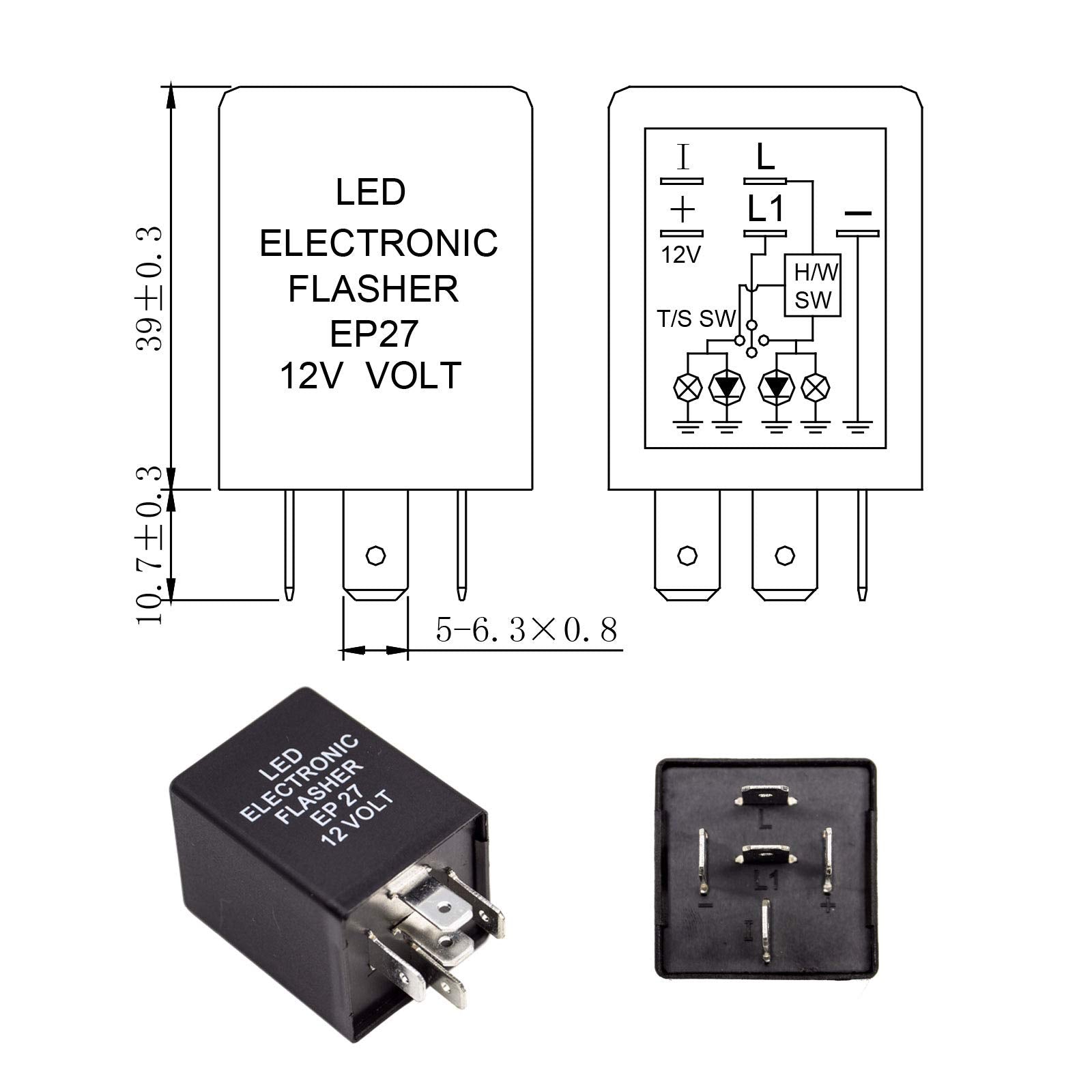 Pa Led Ep27 Led Flasher Relay 5-Pin Turn Signal Light Bulbs Electronic Fix Kit For Ford Mustang