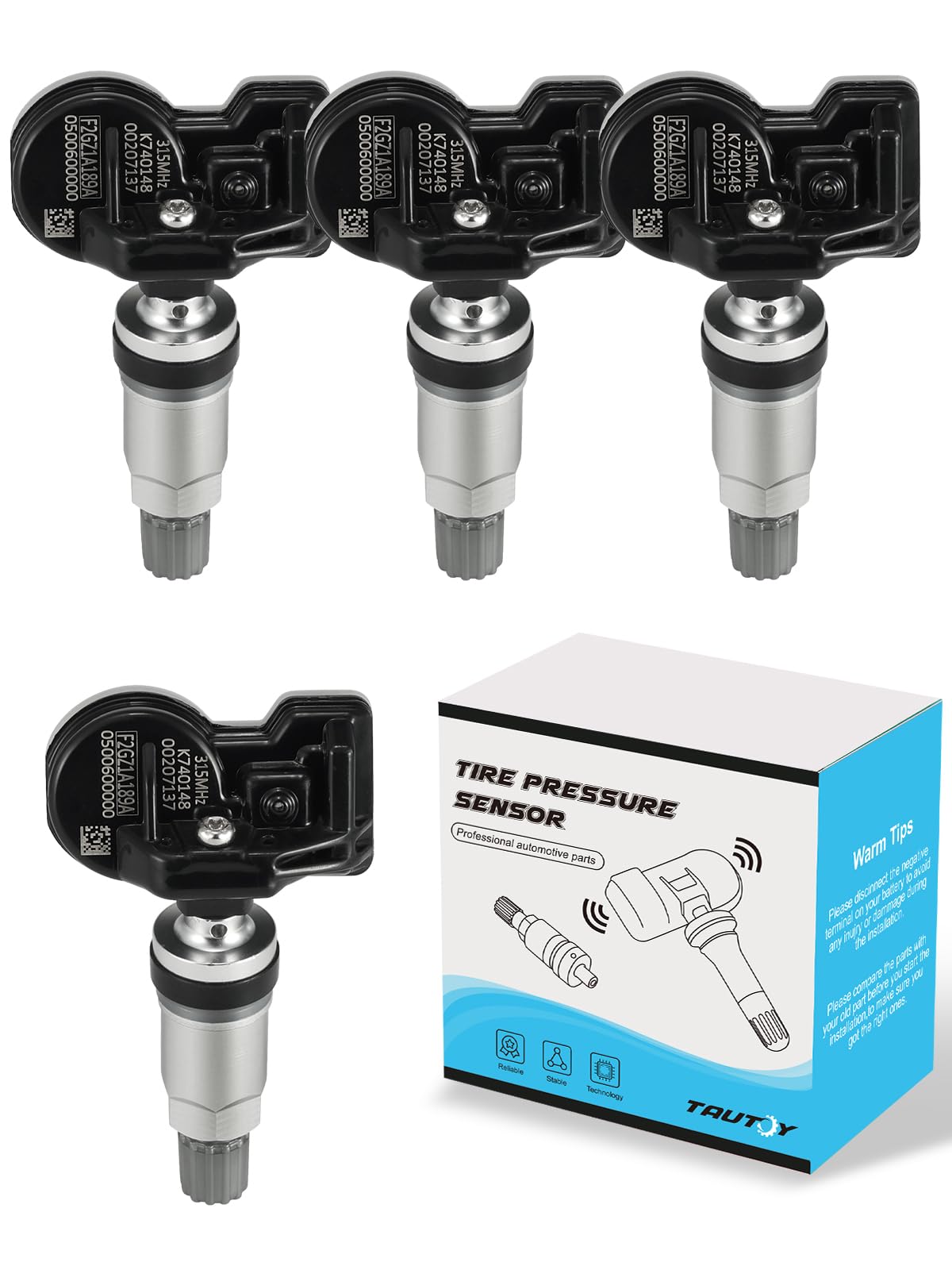 TAUTOY Upgrade TPMS Sensor Ford,4-Pack 315MHZ Tire Pressure Monitor Sensors Fit for Ford F-150 Edge Ranger Flex Mustang Explorer