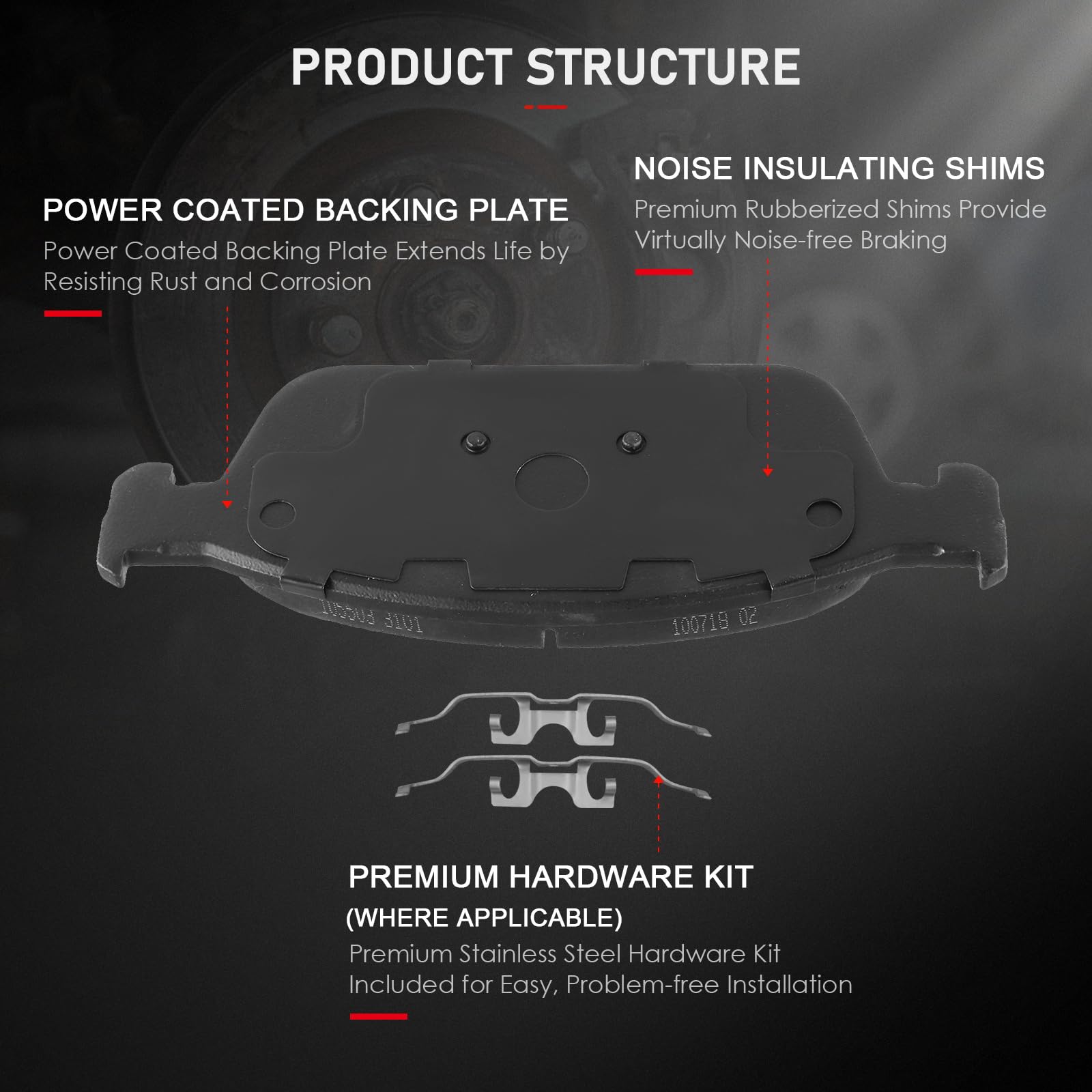 Cciyu D1645 D1095 Front Rear Ceramic Brake Pads Kit 8Pcs Fit For 2013-2016 For Ford Escape,2013-2018 For Ford Focus,2014-2019 Fo
