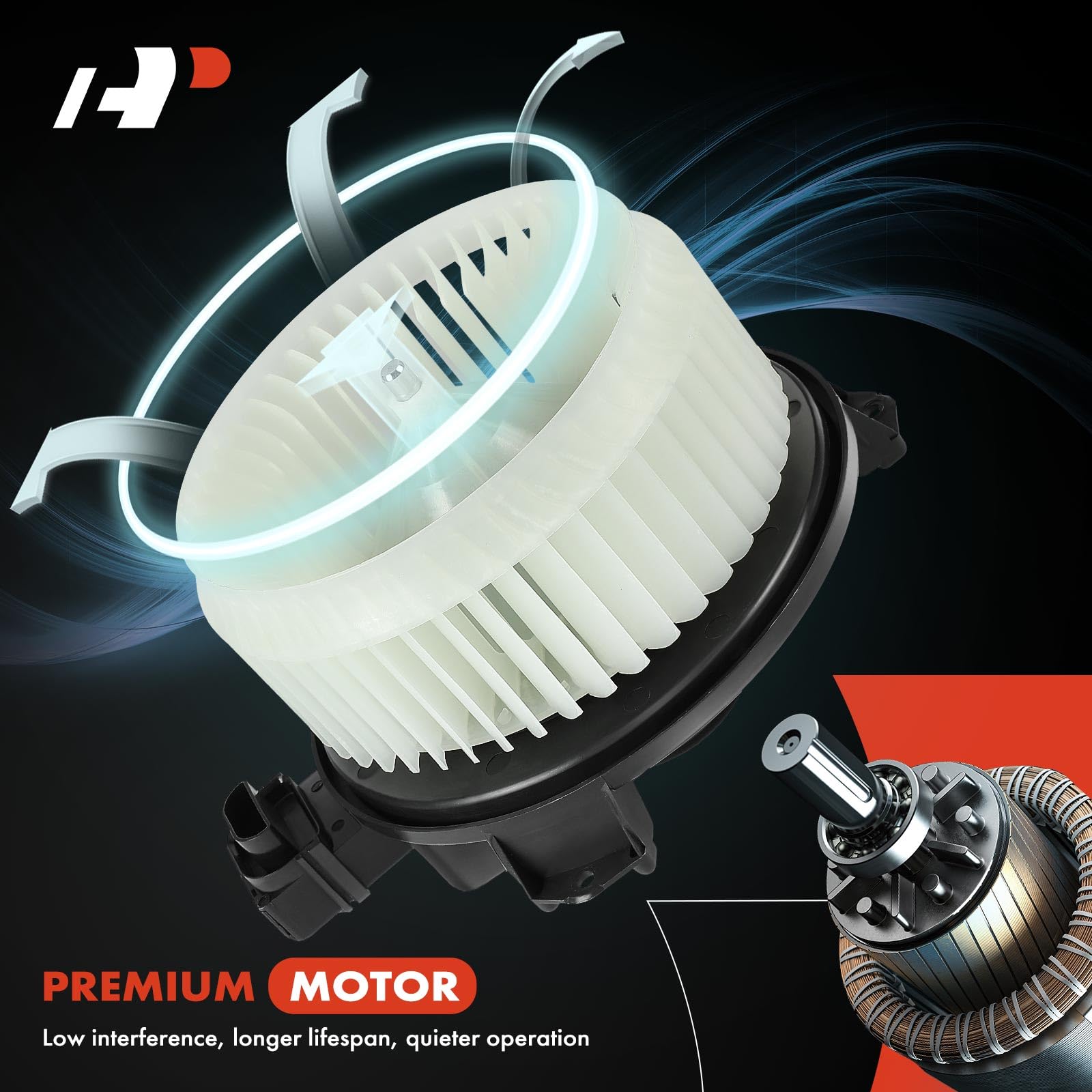 A-Premium Heater Blower Motor with Fan Cage Replacement for Chrysler, Dodge, Ford, Jeep, Honda, Acura, Subaru, Jaguar, Lincoln
