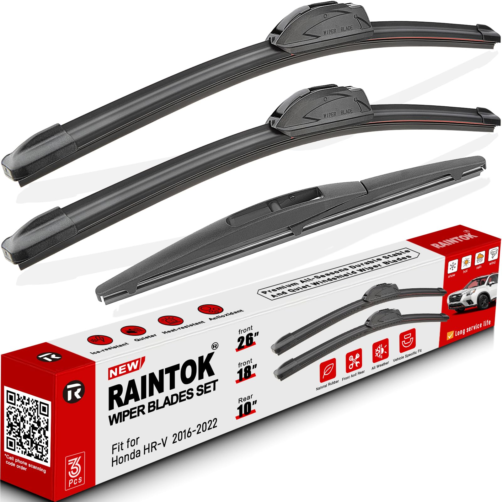 Raintok Windshield Wiper Blades Replacement For Honda Hrv Hr-V 2016 2017 2018 2019 2020 2021 2022 Original Factory Quality Front
