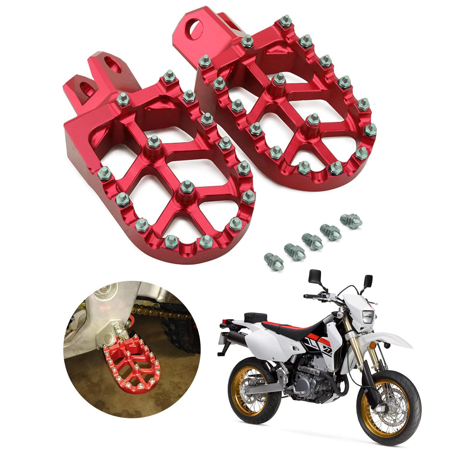Anxin Dirt Bike Foot Pegs Cnc Footpegs Footrest Foot Pedals Rests For Drz400 2000-2004 Drz400E 2000-2007 Drz400S 2000-2019 Drz40