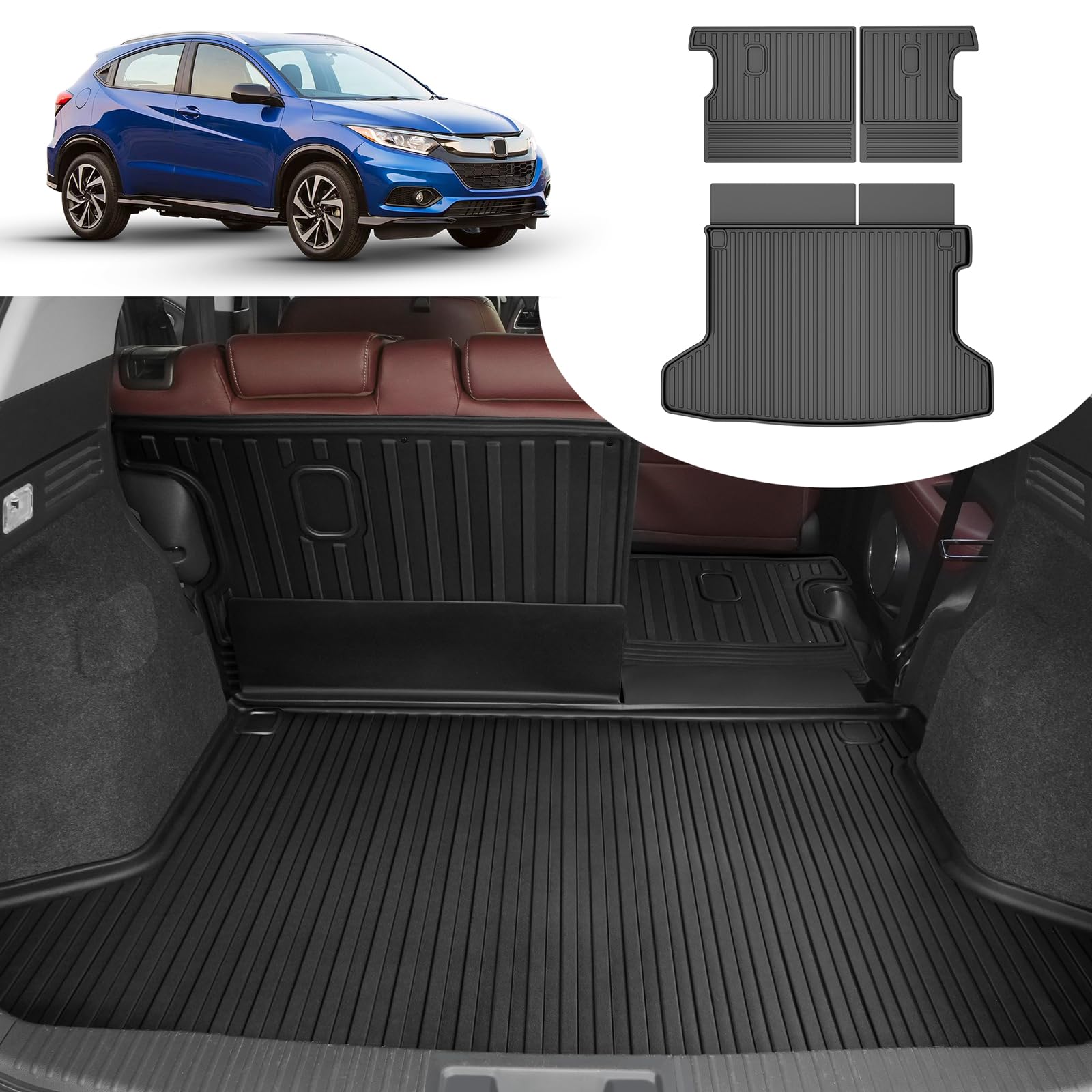 Cargo Liner & Backrest Mat Fit for Honda HR-V HRV 2016-2022 AWD: Cargo Mat with Backrest Mat Behind 2nd Row Back Seat Protector 