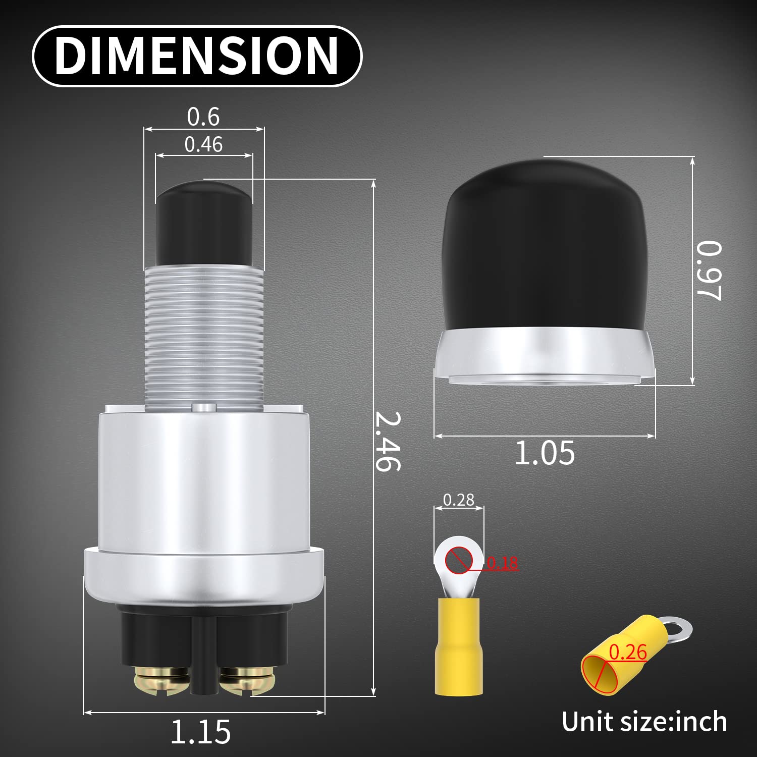 Daiertek Push Button Starter Switch 12V / 24V Waterproof Push Start Button 50A Heavy Duty Momentary Weatherproof For Horn Engine