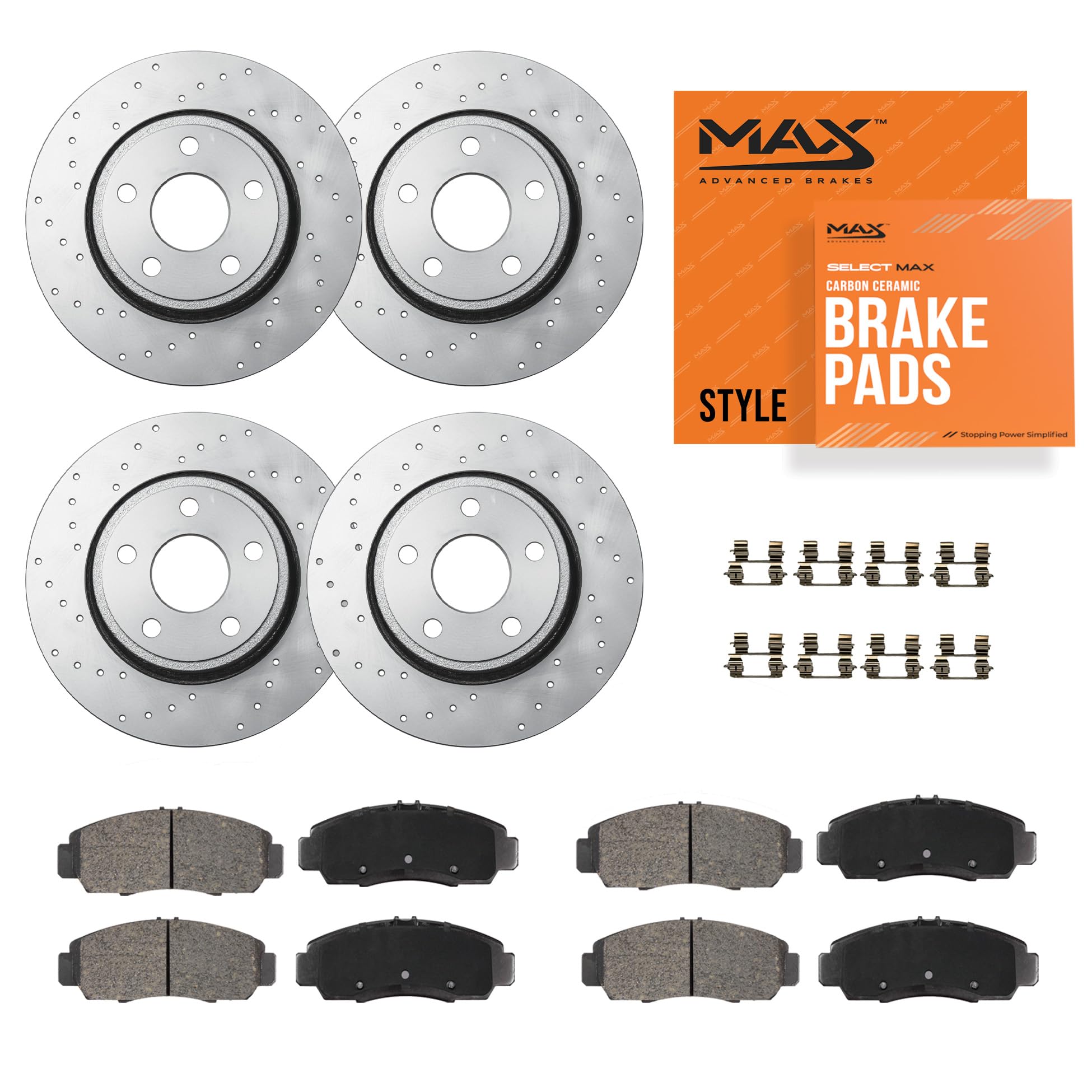 MAX Advanced Brakes - Brake Kit For 2010-2012 Hyundai Santa Fe, 2011-2013 Kia Sorento| Carbon Ceramic Brake and Rotor Kit Front 