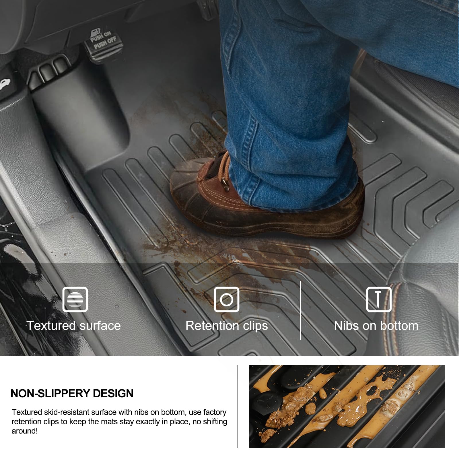 Kiwi Master Floor Mats For 2019-2025 Nissan Altima All Weather Mat Front & Rear 2 Row Seat Tpe Slush Liners Set Black