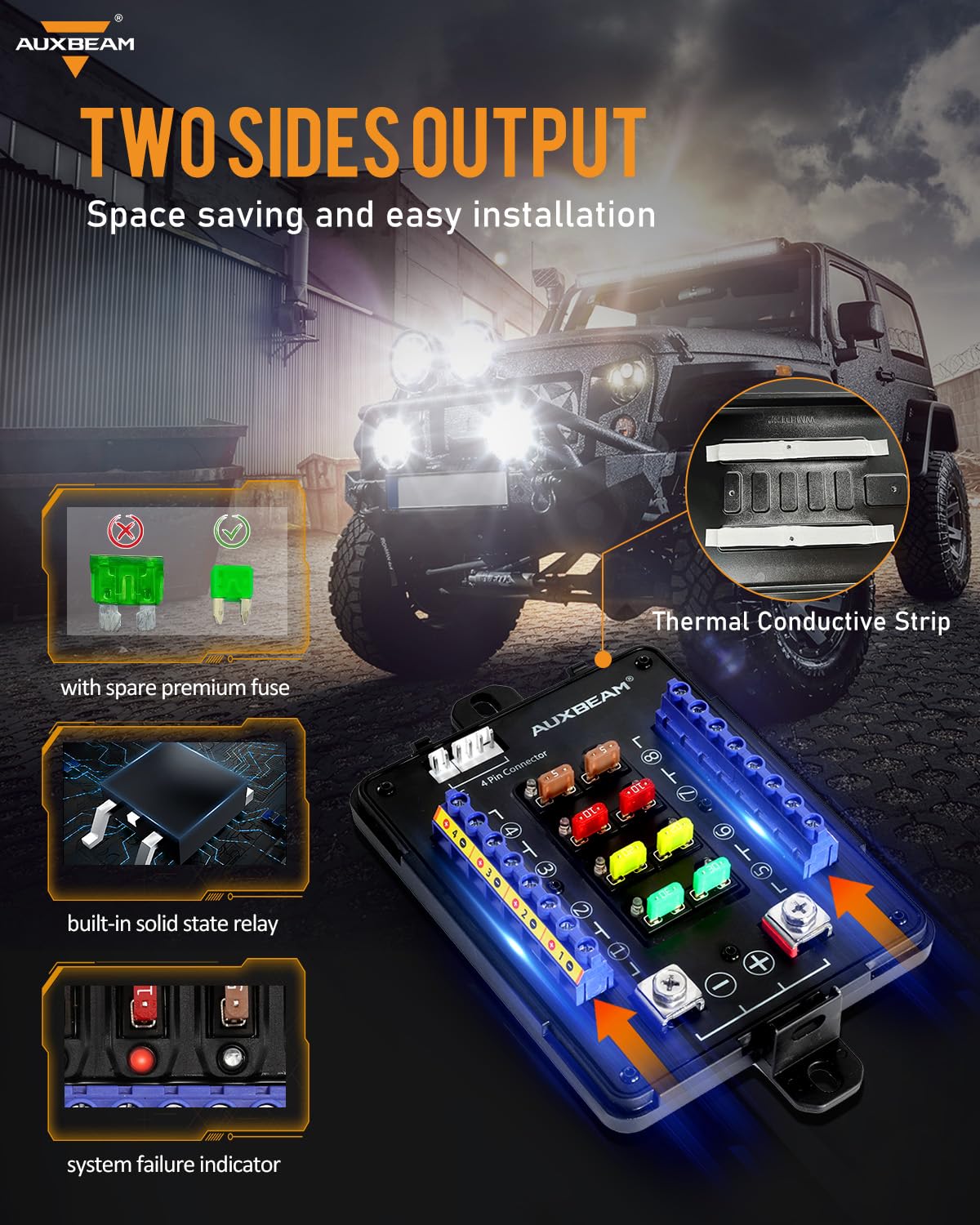 Auxbeam RGB Bluetooth Switch Panel - 8 Gang Toggle Momentary Switch for Truck UTV Boat - Waterproof with 2-Year Warranty