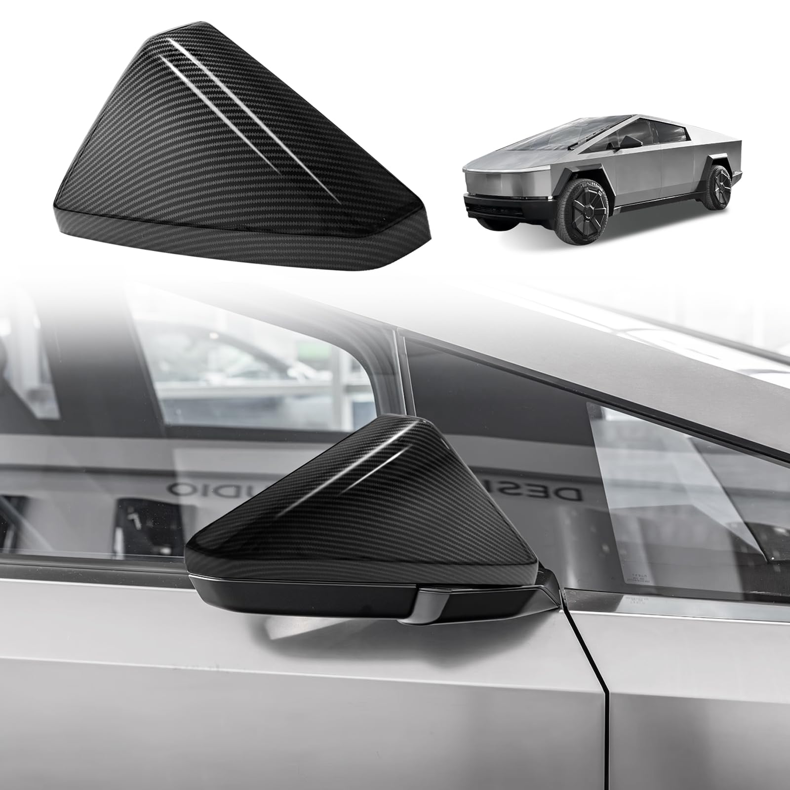 BestEvMod Door Side Rearview Mirror Cover Caps Protection Covers Direct Add-on Compatible with 2023 2024 2025 Tesla Cybertruck E