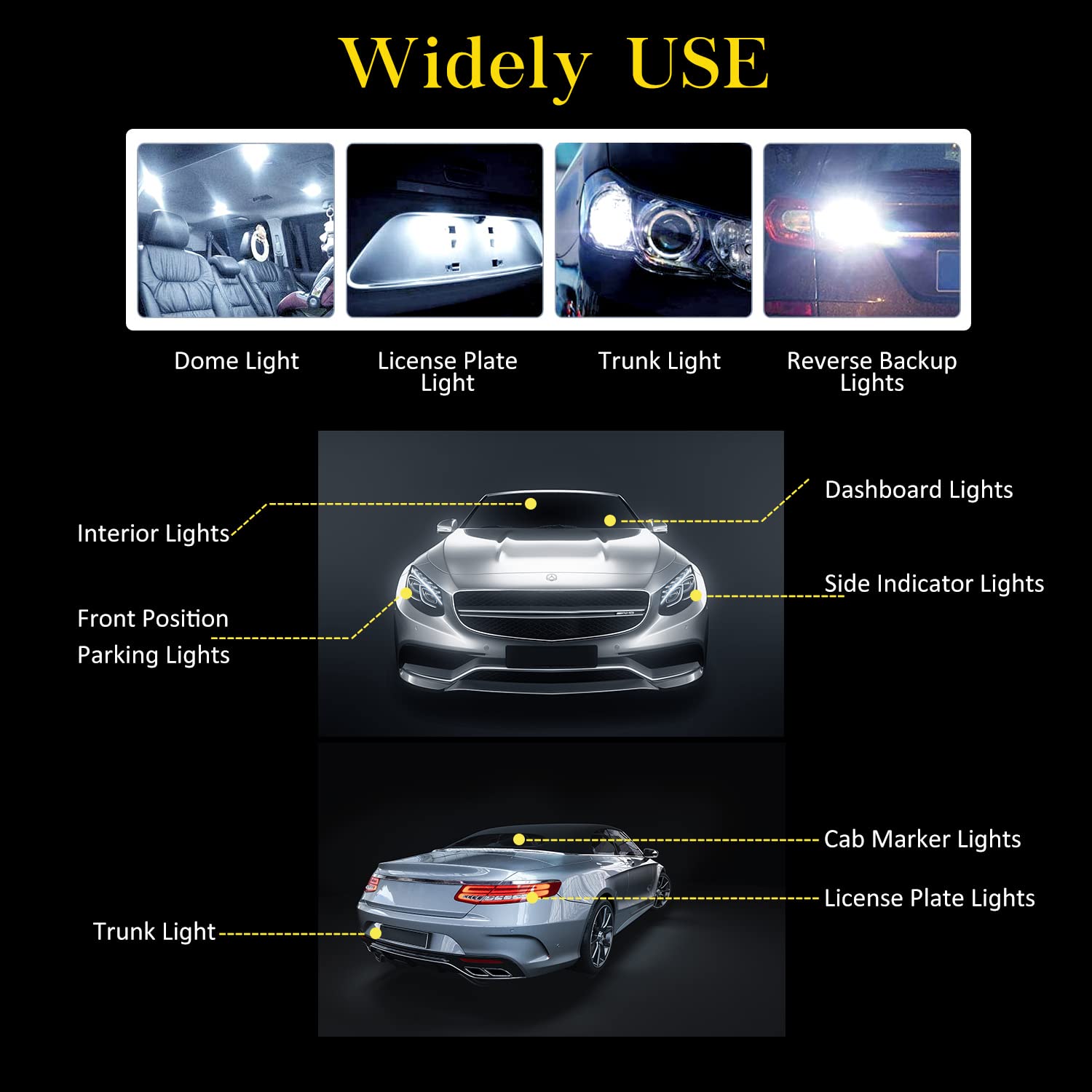 AOICANKI T10 LED Bulbs 20-Pack, Super Bright 3014 42-SMD, Cool White, 12V for RV, Trailer, Boat, Dome, Map, License