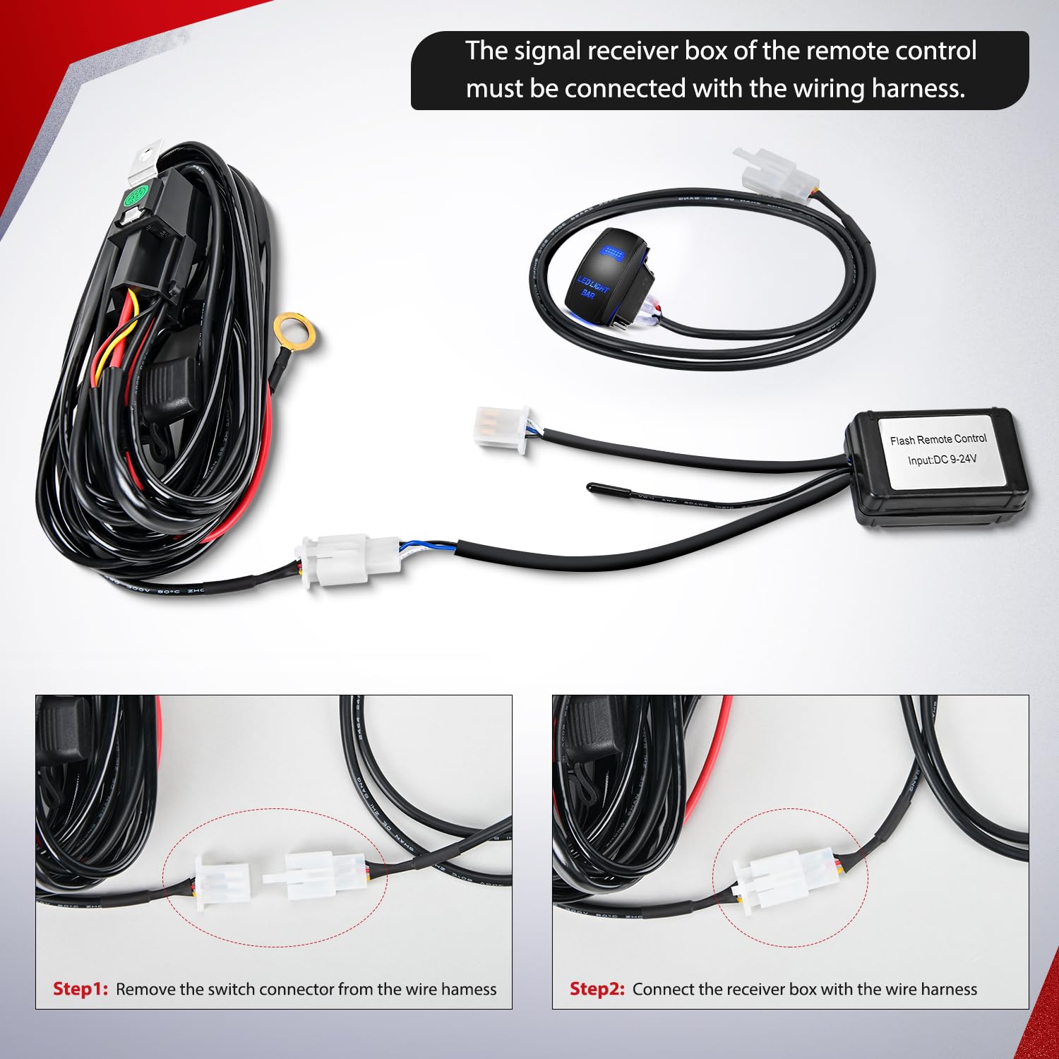 Nilight Remote Wiring Harness For Led Light Bar Wireless Strobe Flash Work Driving Lights 12V 20A 14Awg Controller 5Pin Switch W