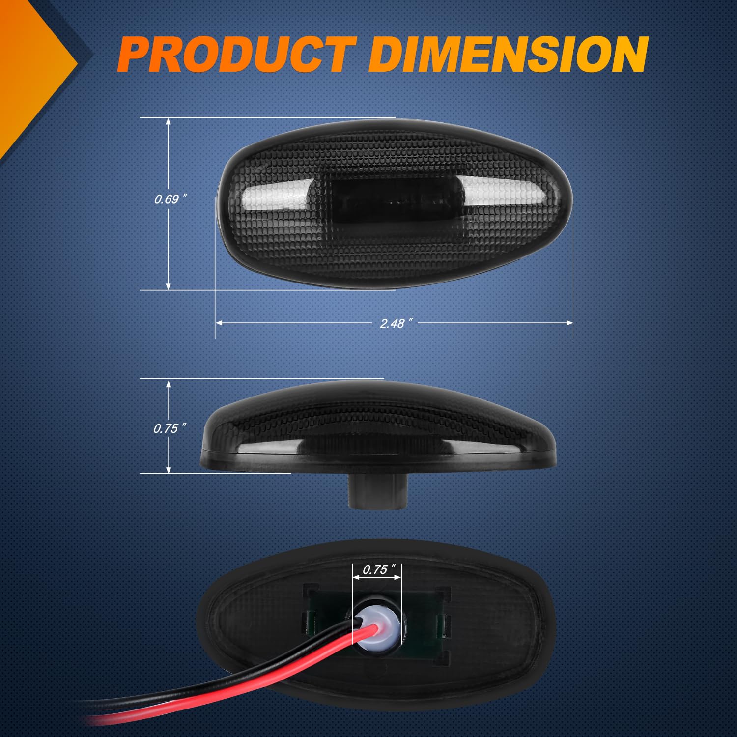 Nilight Fender Side Marker Lights 4 Pcs 3 Led Smoke Lens Red Amber Front Rear Clearance Light Compatible With 2001-2014 Chevy Si