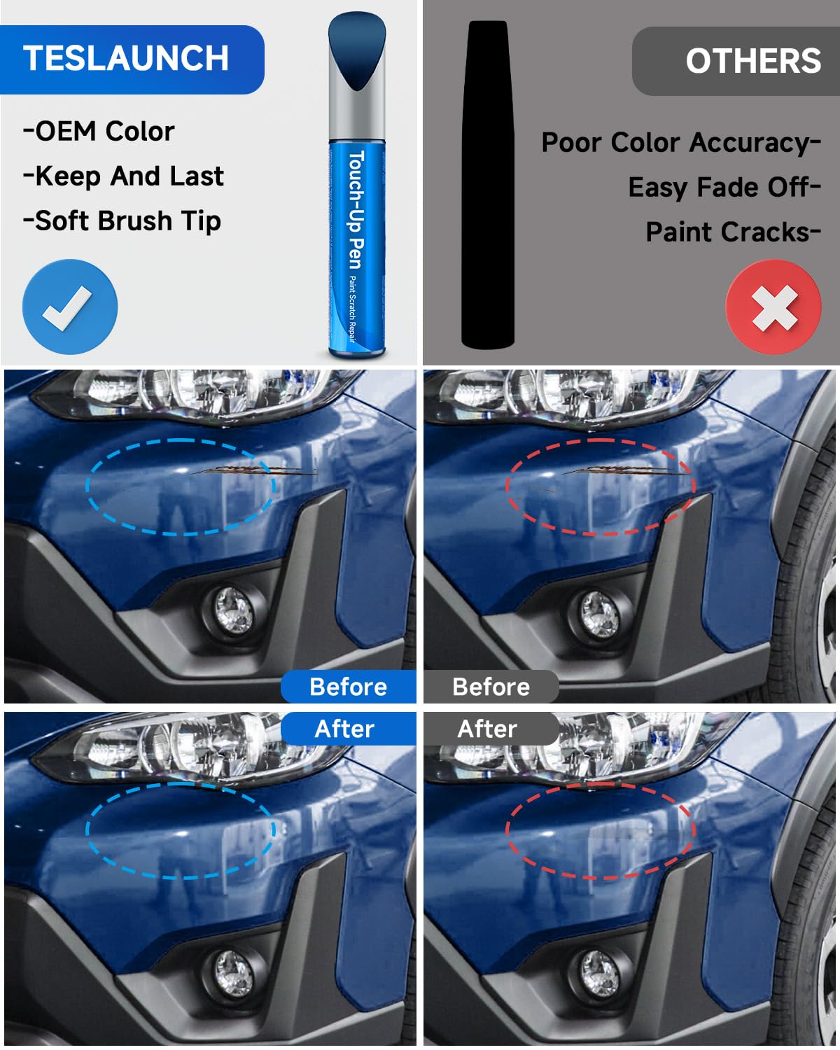 RSACET Touch Up Paint for Subaru - G1U Ice Silver Metallic, 0.41 Fl Oz, Exact Match Car Scratch Repair