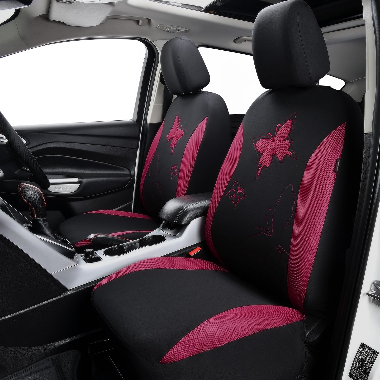 Flying Banner Butterfly Car Seat Covers Ful Set Fashion Universal Lady Woman Female Rear Bench Split Colorized (Full Set - Lace, Burgundy)