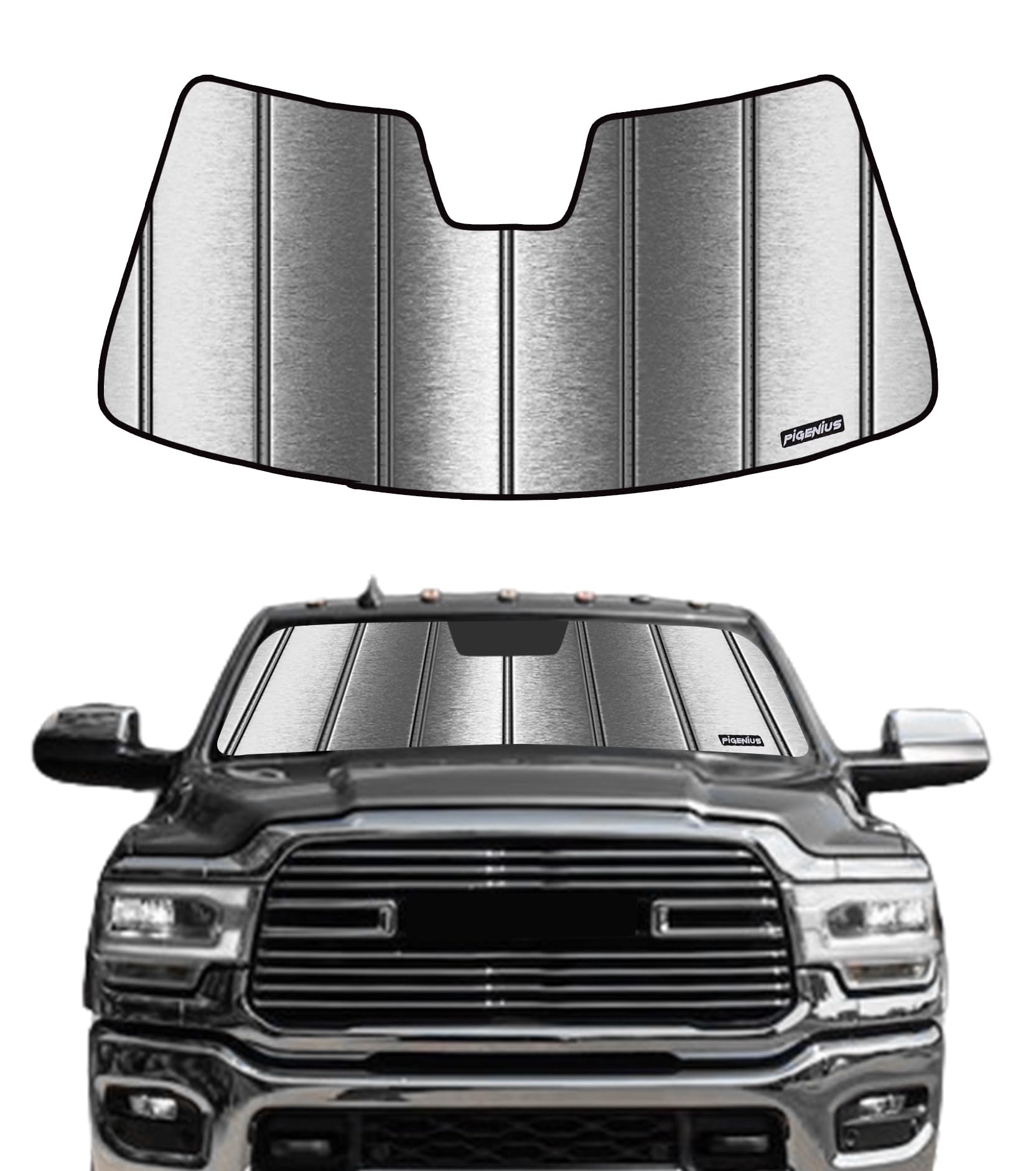 Pigenius Windshield Sunshade for Ram 2500/3500/4500/5500 2019-2025 with 10 inch Wide Sensor- Metallic