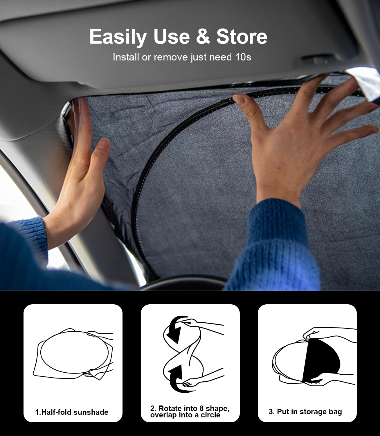 Insauto For Rogue Windshield Sun Shade Sunshade Foldable For Nissan Rogue 2014-2020 Windshield Cover Sun Visor Custom Fit For 20