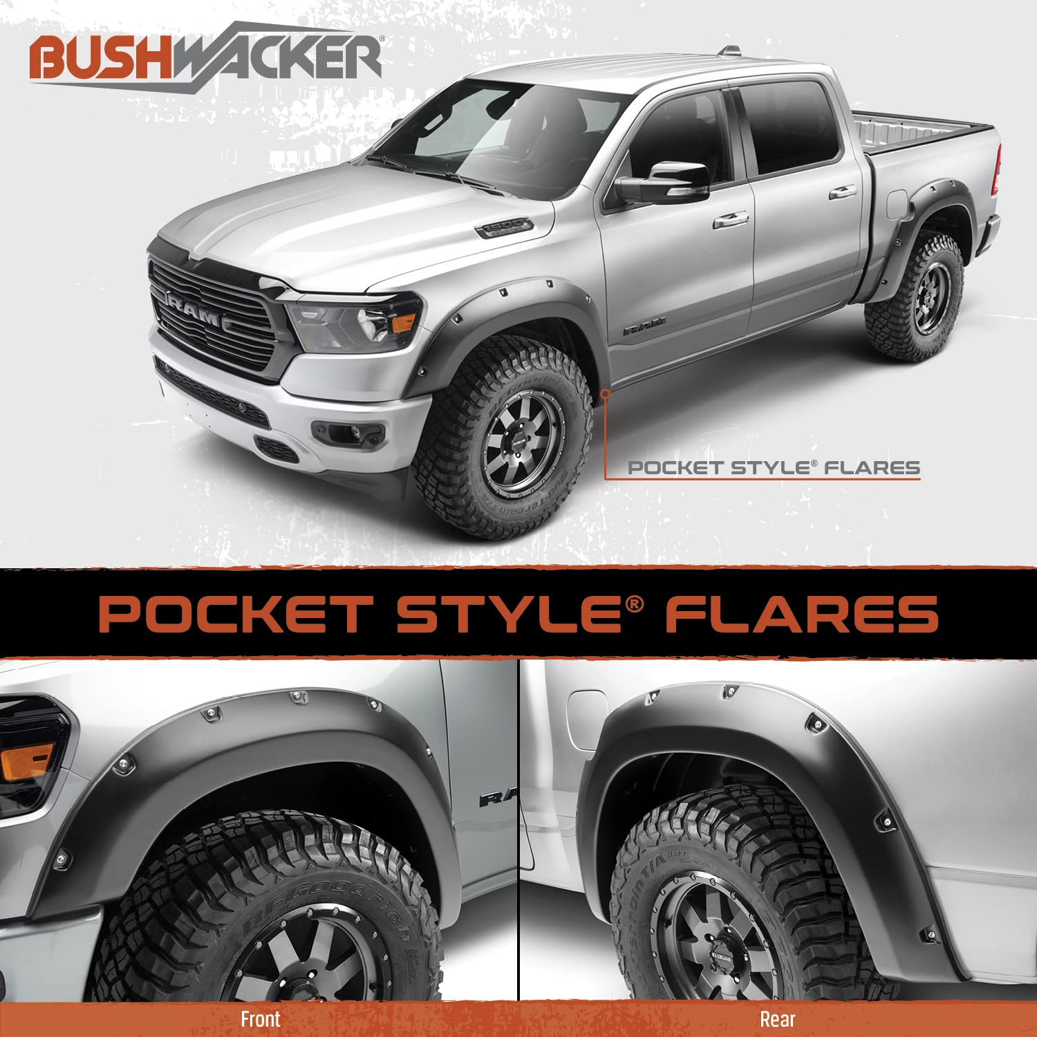 Bushwacker 20942-02 Pocket Style Fender Flares 4Pc. Set Fits 2017-2022 Ford F-250 & F-350 Super Duty (6.8' Truck Bed)