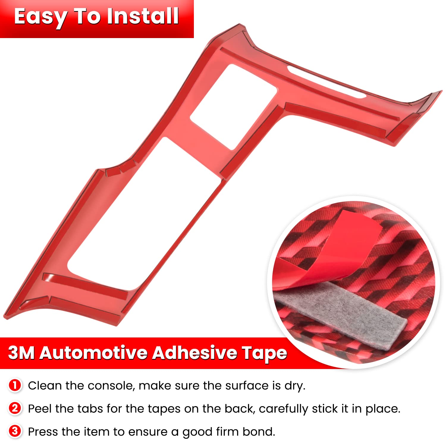 E-cowlboy Carbon Fiber Look Control Gears Panel Cover for Chevrolet Corvette C7 Z06/Z51/ZR1 2014-2019 - Red, ABS Material