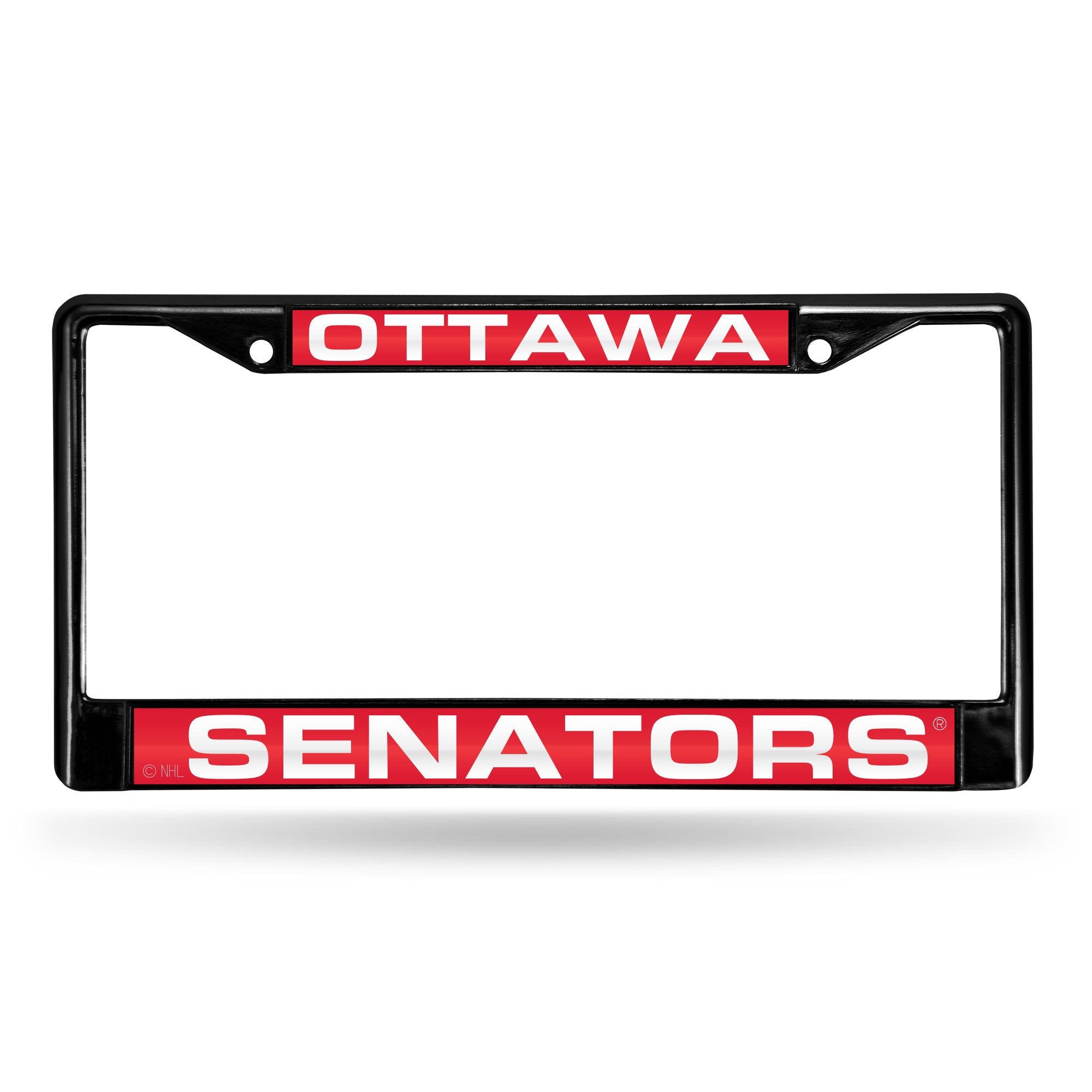 Ottawa Senators Black Metal (Set Of 2) Laser License Plate Frame Set